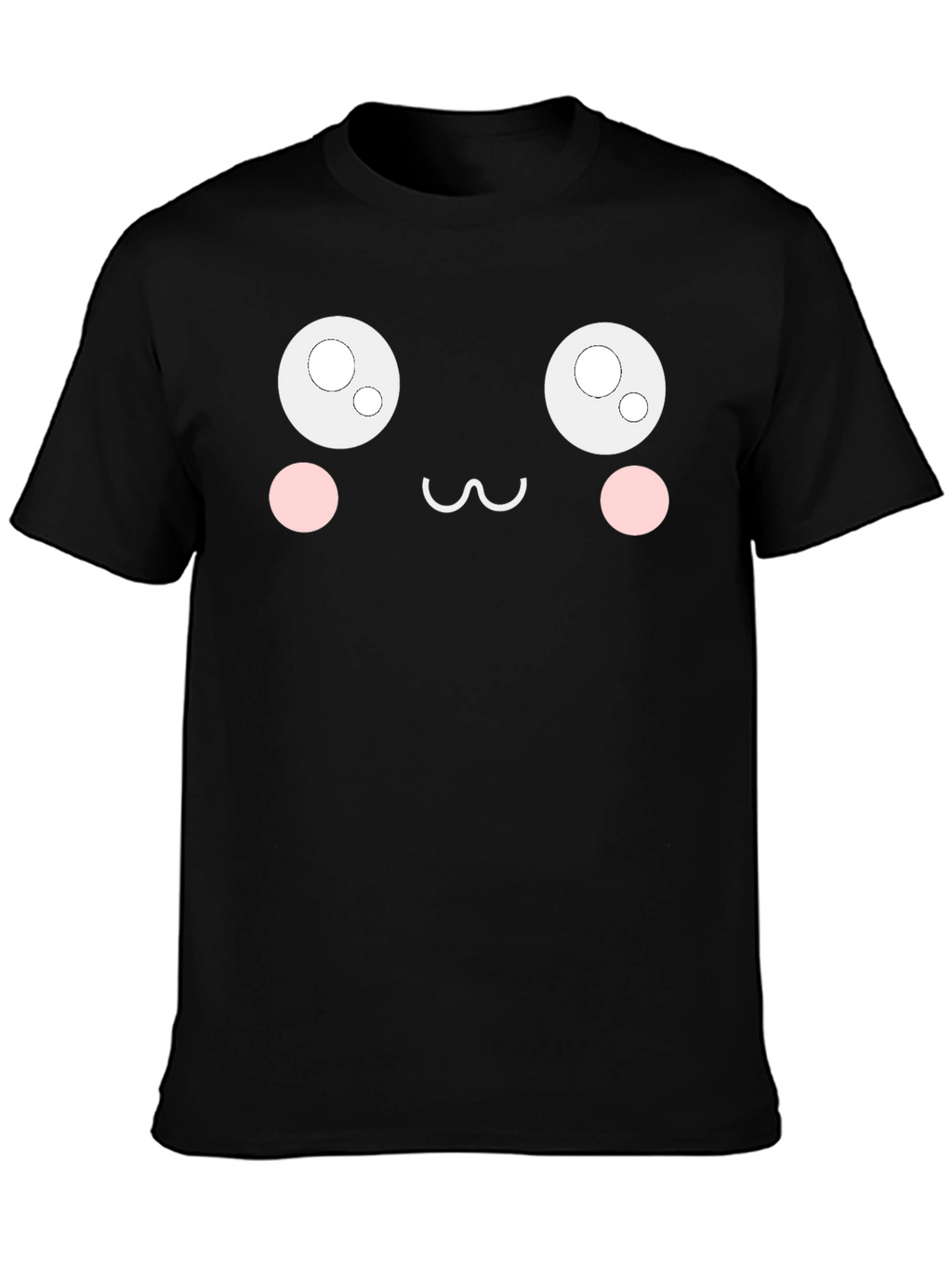 Cute Anime Face Black T-Shirt