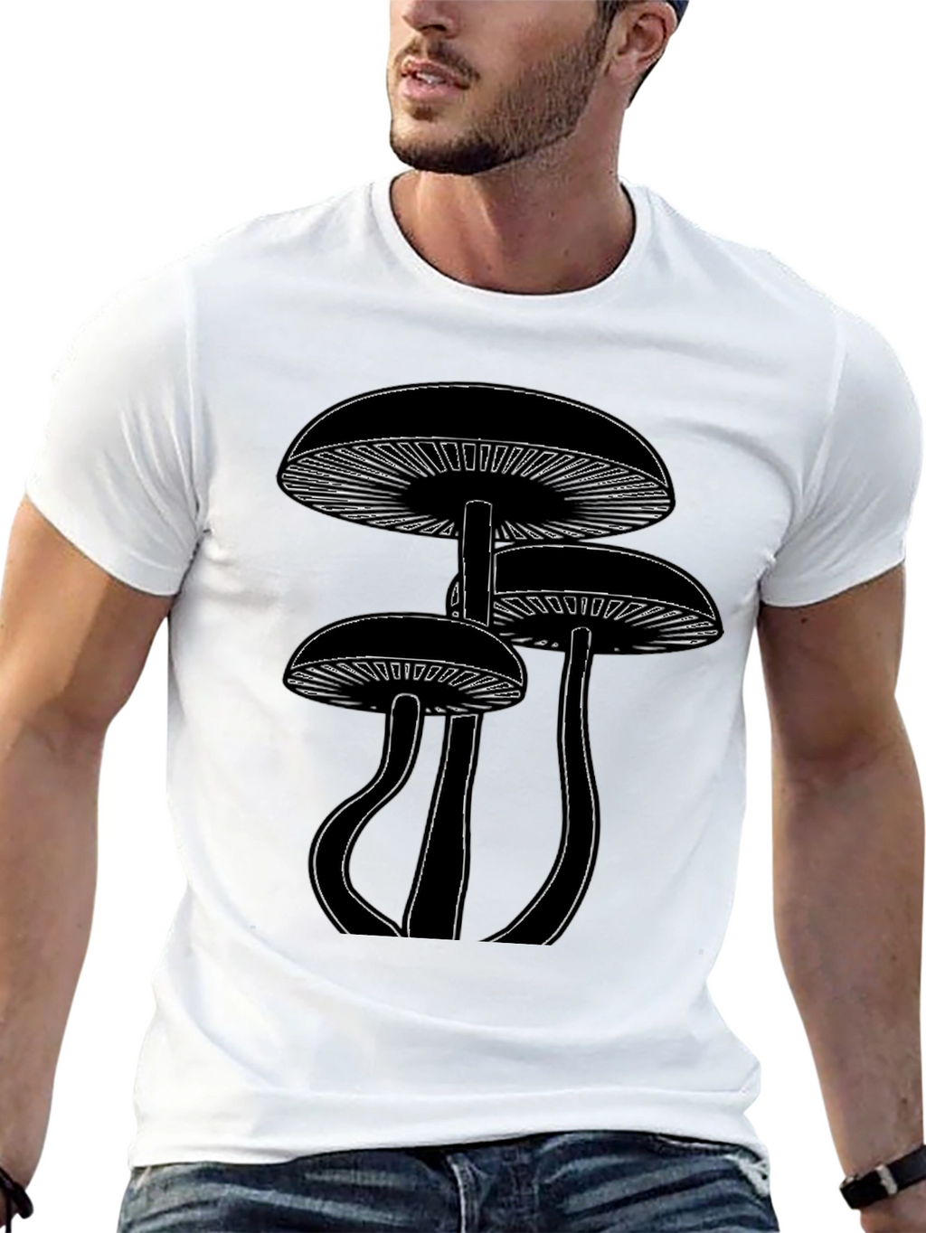 Mushroom Graphic Tee - Black Cotton Blend