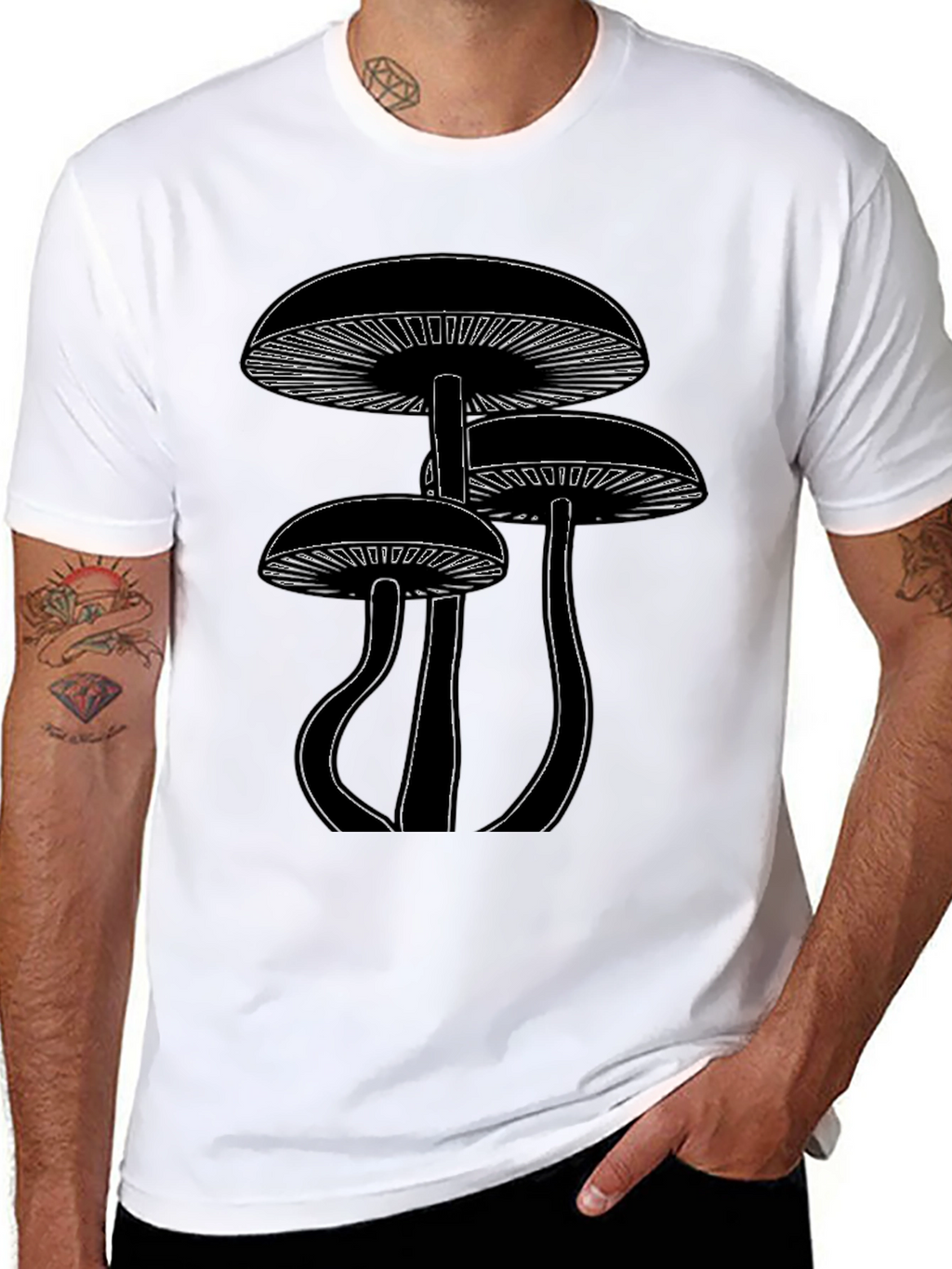 Mushroom Graphic Tee - Black Cotton Blend