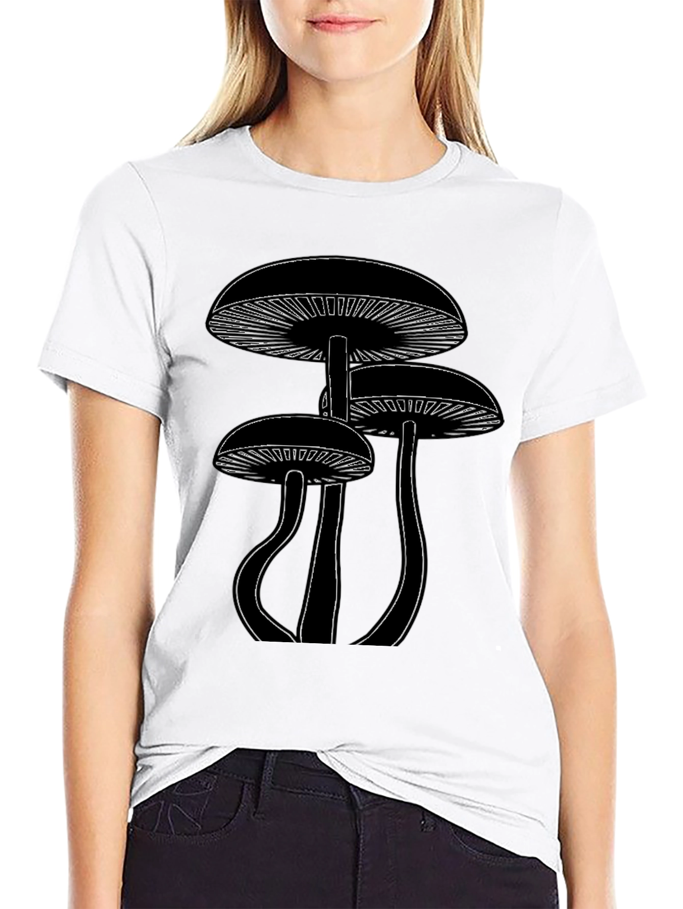 Mushroom Graphic Tee - Black Cotton Blend
