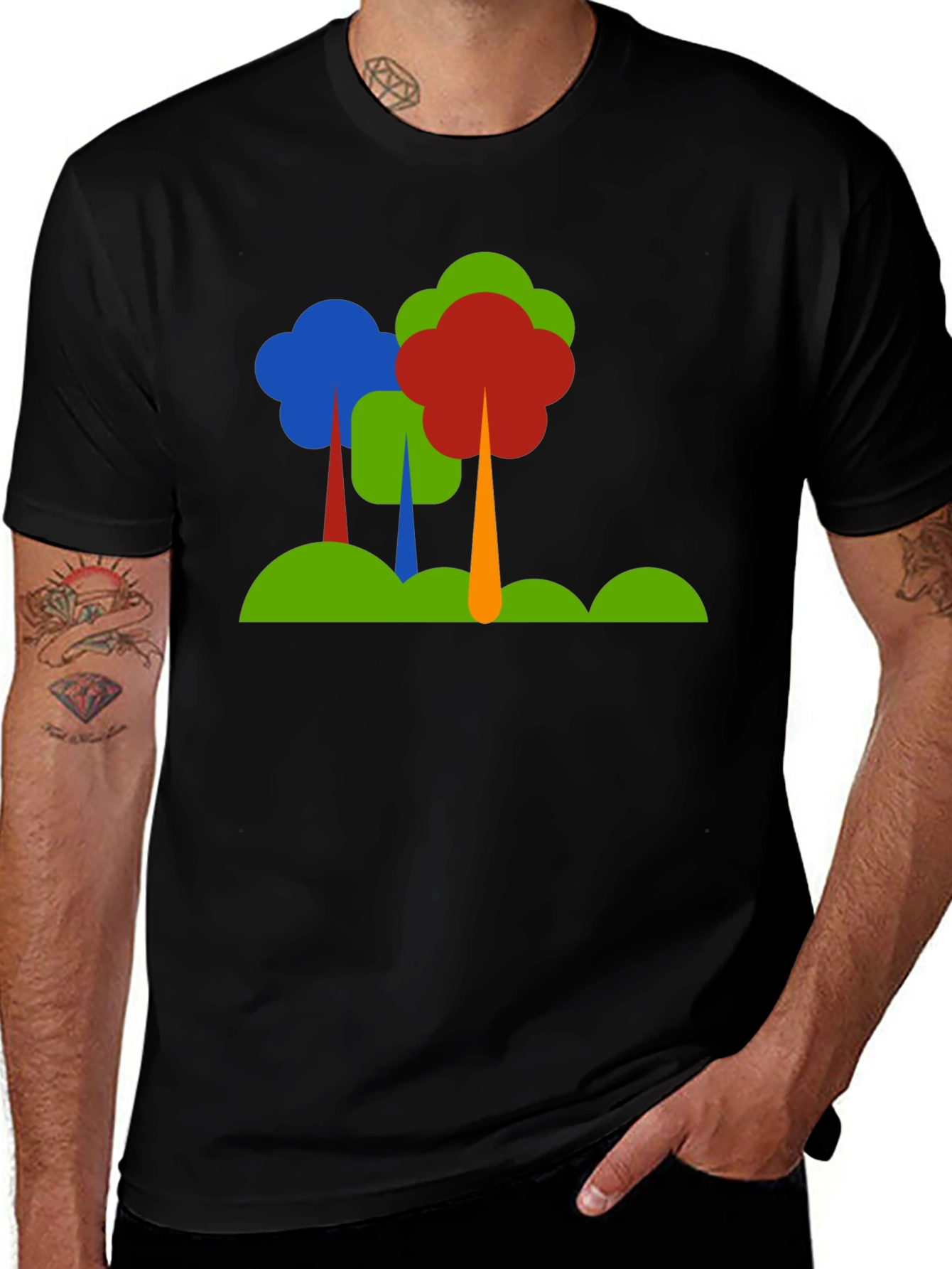 Abstract Tree Graphic Black T-Shirt