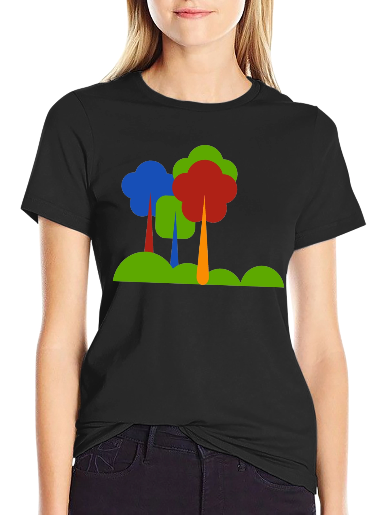 Abstract Tree Graphic Black T-Shirt