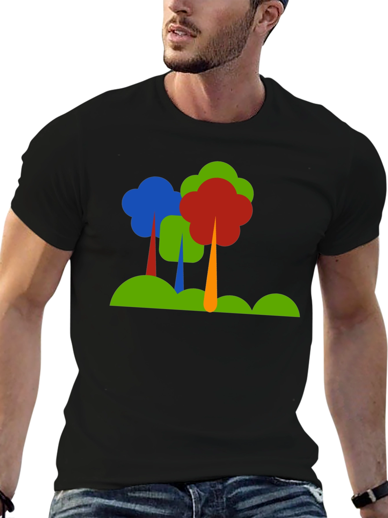 Abstract Tree Graphic Black T-Shirt