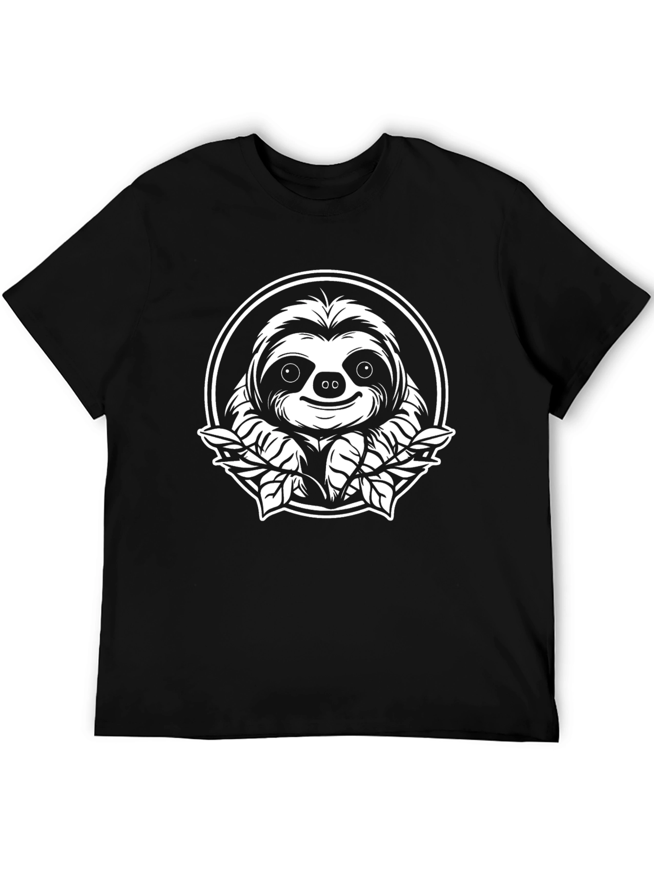 Sloth Graphic Tee - Black Cotton Blend