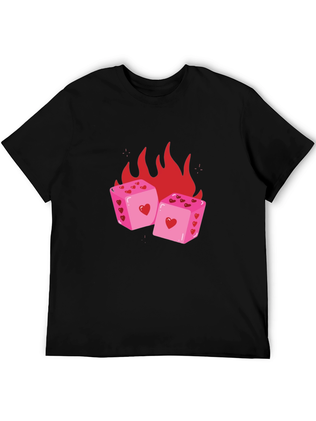 Heart Dice on Fire T-Shirt - Luck & Love Graphic Tee