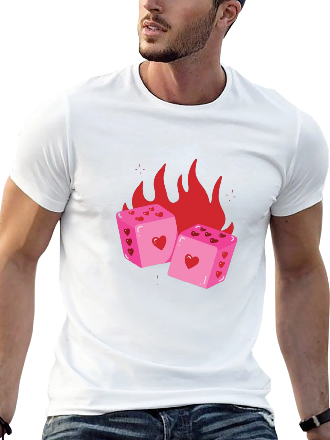 Heart Dice on Fire T-Shirt - Luck & Love Graphic Tee