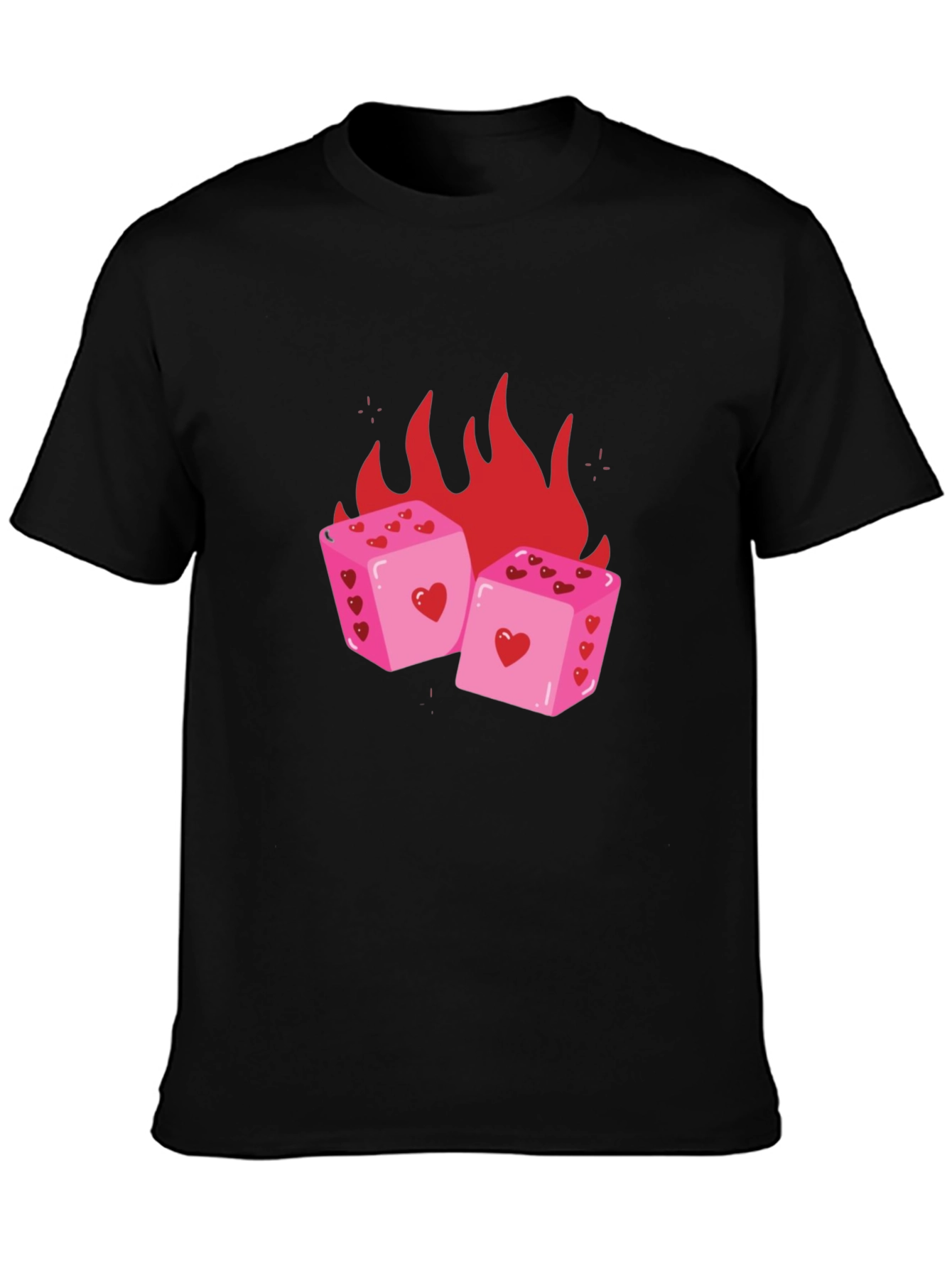 Heart Dice on Fire T-Shirt - Luck & Love Graphic Tee