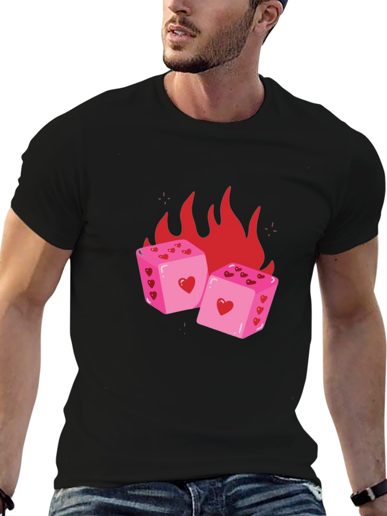 Heart Dice on Fire T-Shirt - Luck & Love Graphic Tee