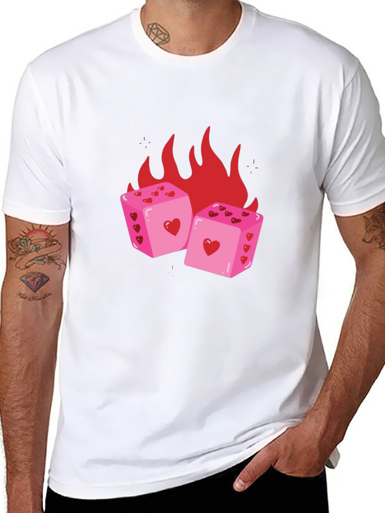 Heart Dice on Fire T-Shirt - Luck & Love Graphic Tee