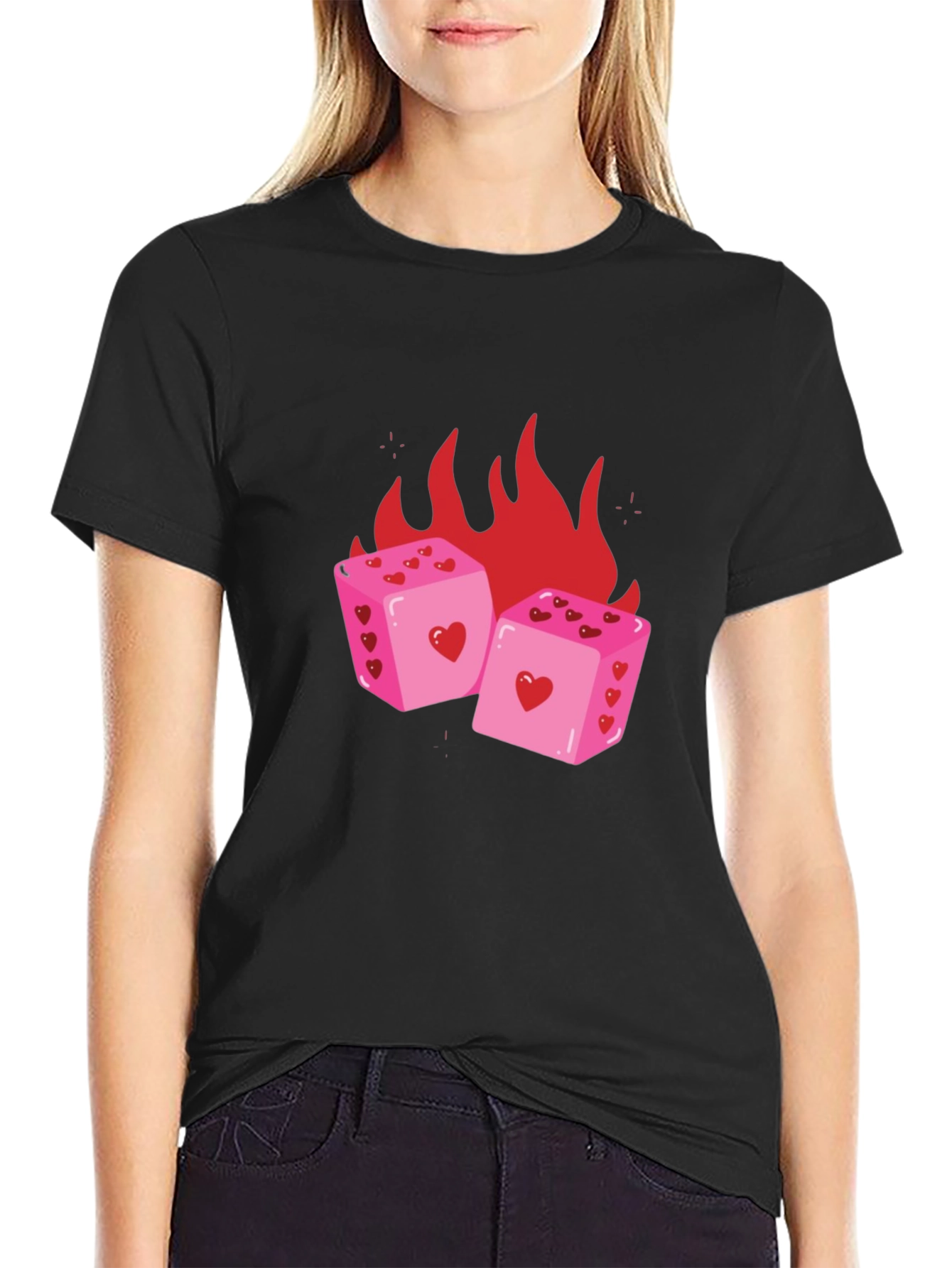 Heart Dice on Fire T-Shirt - Luck & Love Graphic Tee