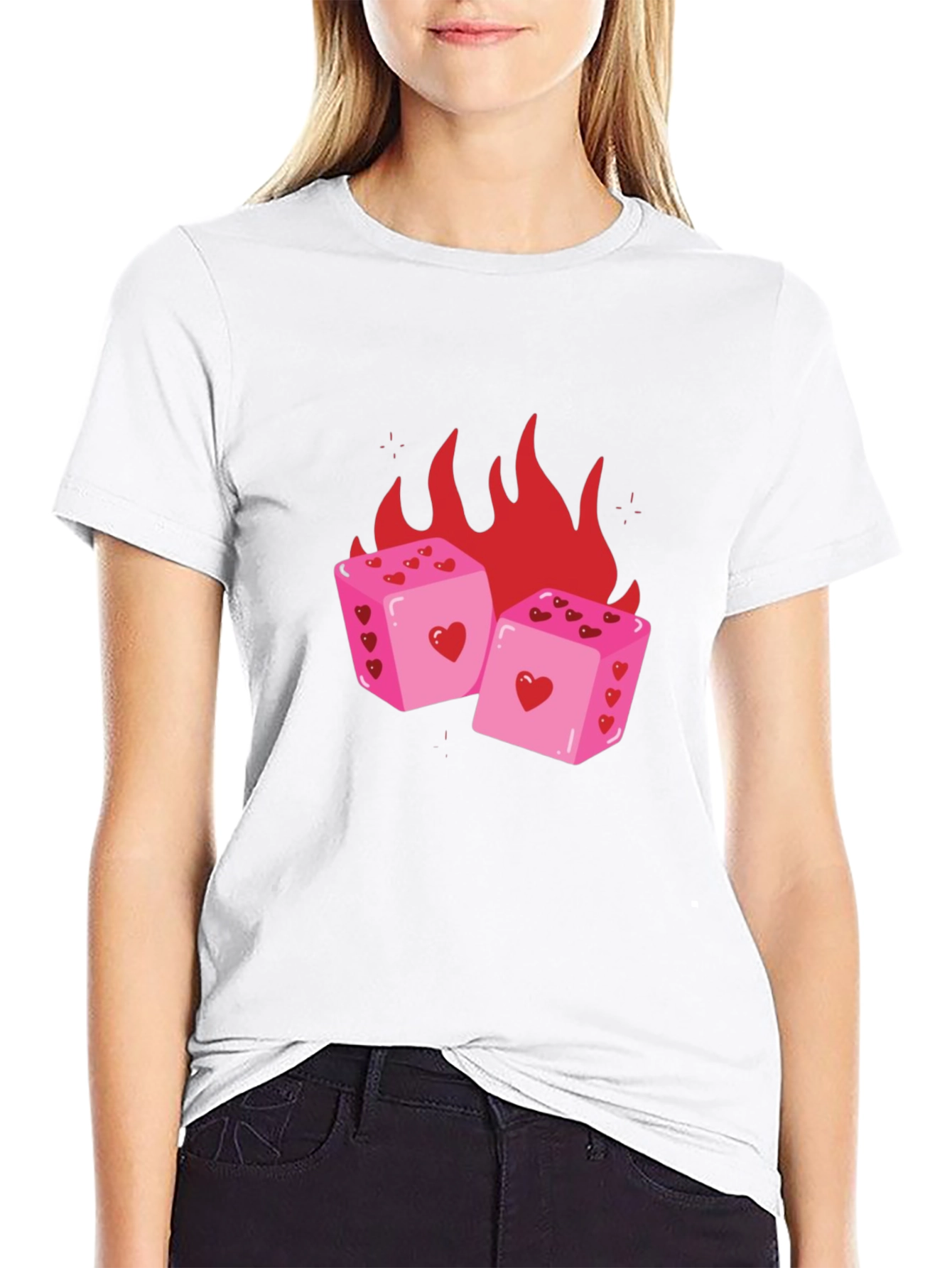 Heart Dice on Fire T-Shirt - Luck & Love Graphic Tee