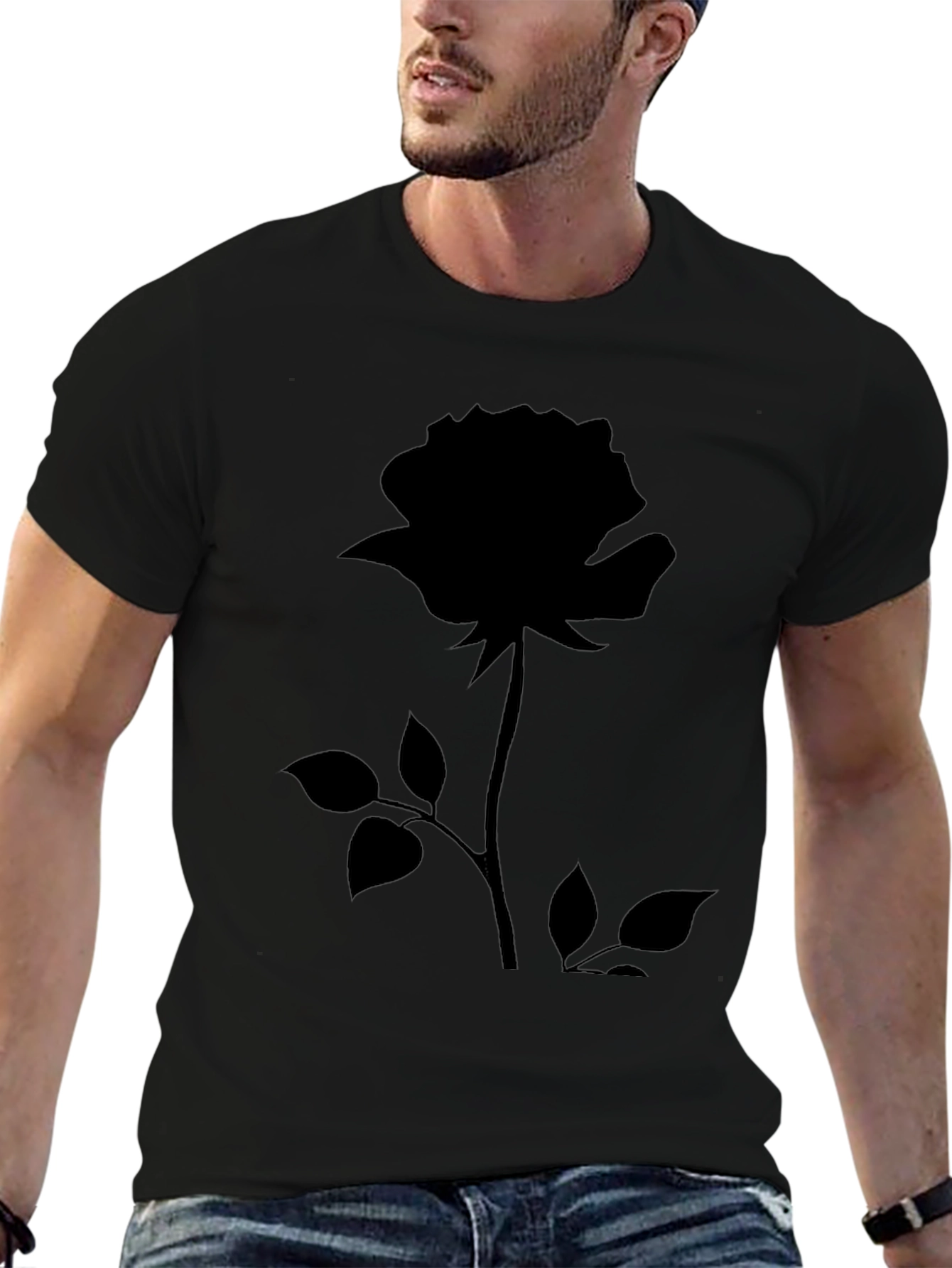 Black Rose Graphic Tee - Stylish Mens Casual Wear