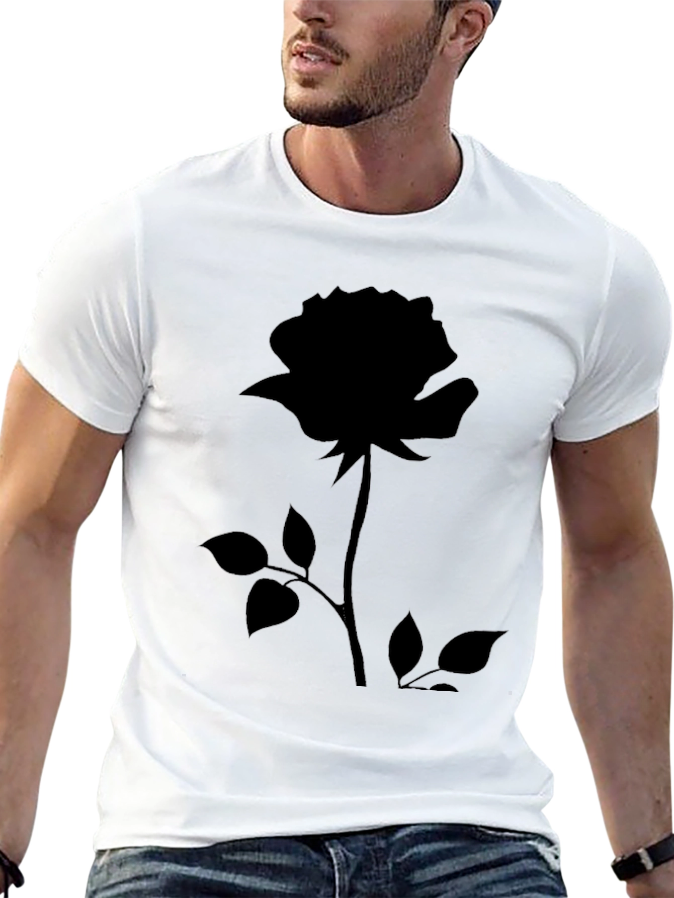 Black Rose Graphic Tee - Stylish Mens Casual Wear