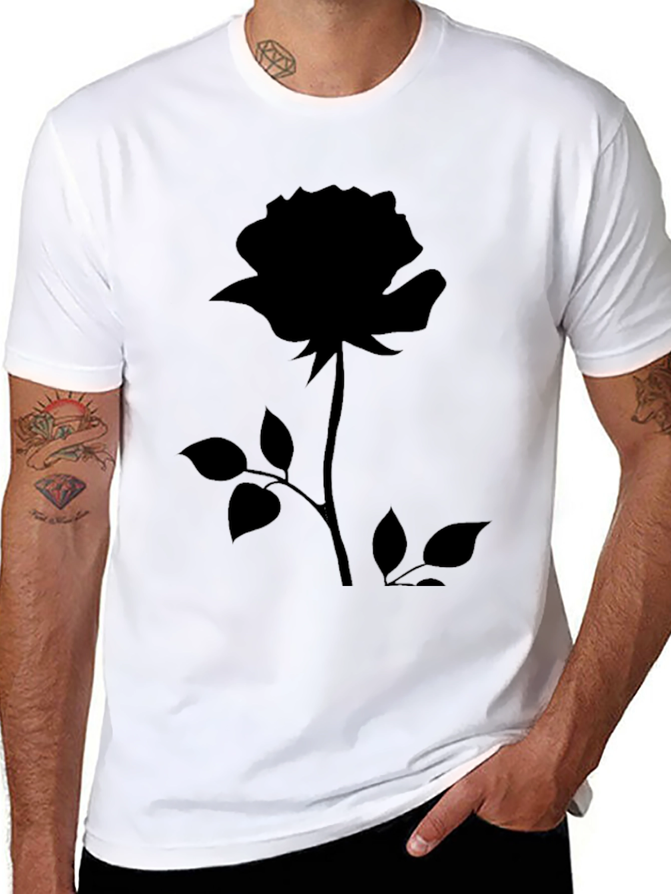 Black Rose Graphic Tee - Stylish Mens Casual Wear