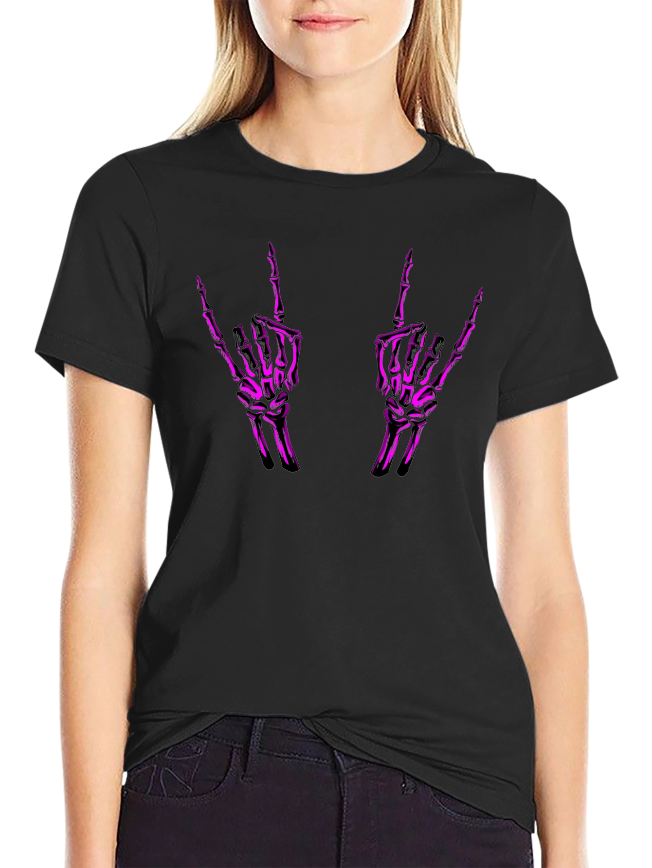 Rock On Skeleton Hand Graphic Tee