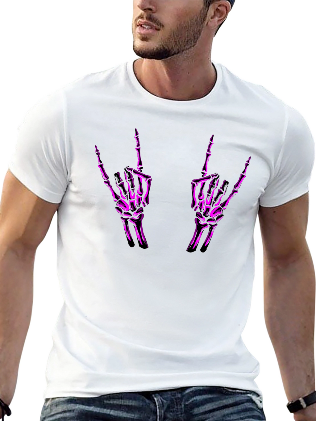 Rock On Skeleton Hand Graphic Tee