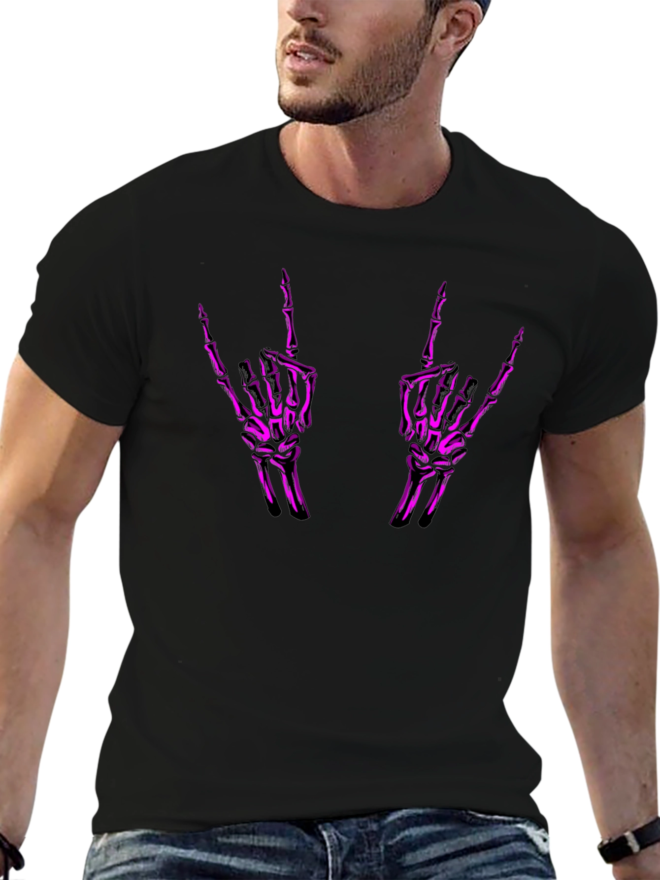 Rock On Skeleton Hand Graphic Tee