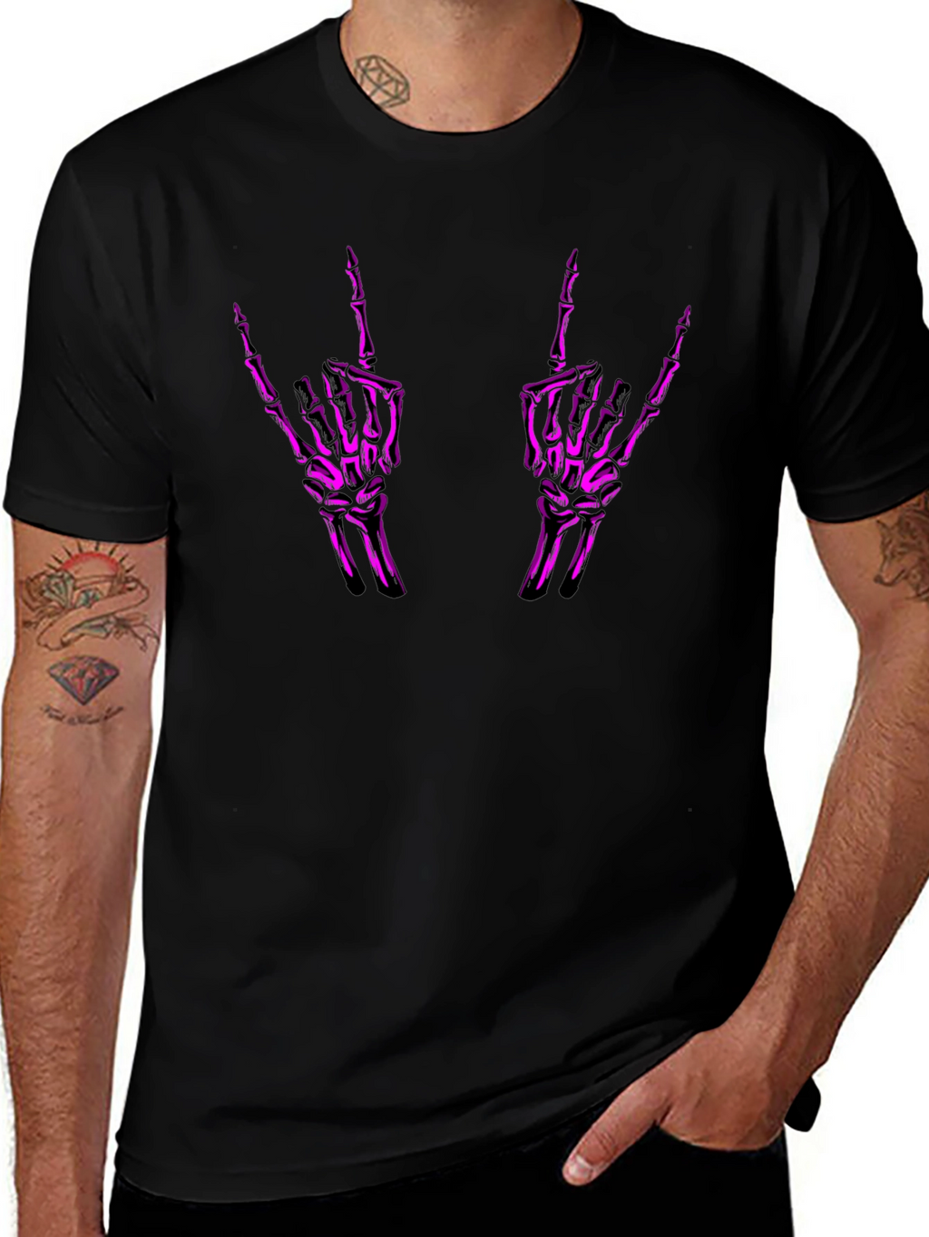 Rock On Skeleton Hand Graphic Tee
