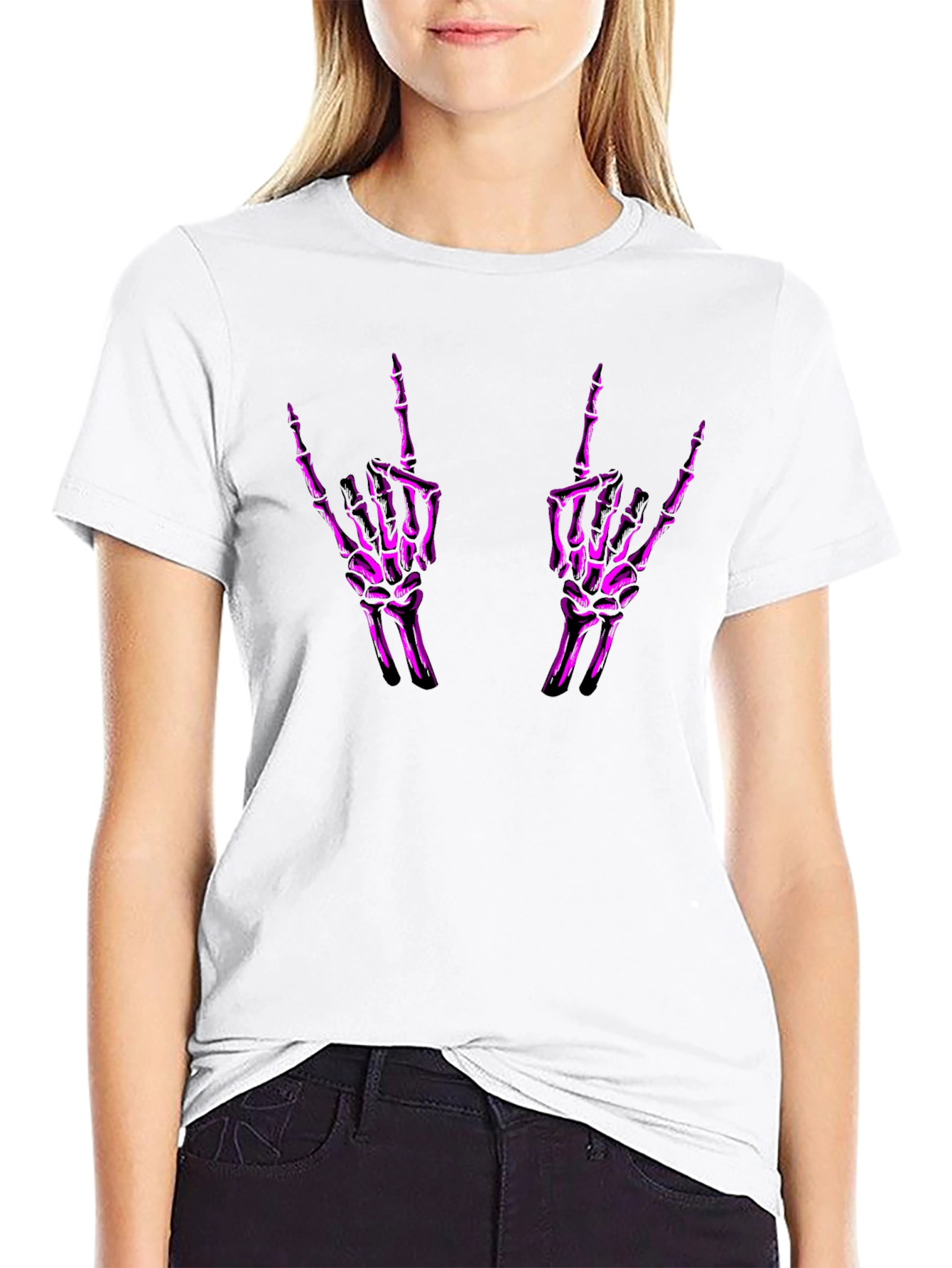 Rock On Skeleton Hand Graphic Tee
