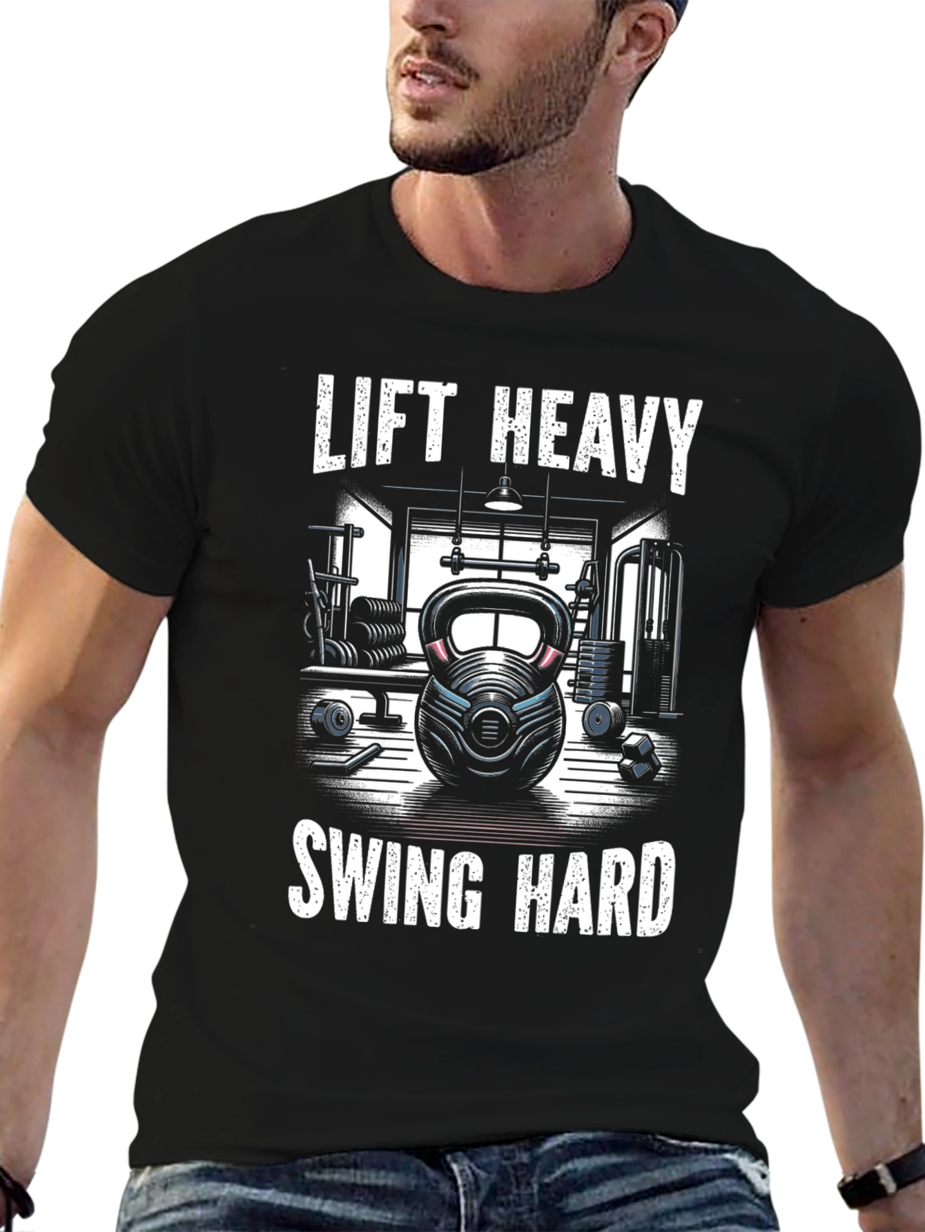 Lift Heavy Swing Hard Graphic Tee - Gym Workout Shirt