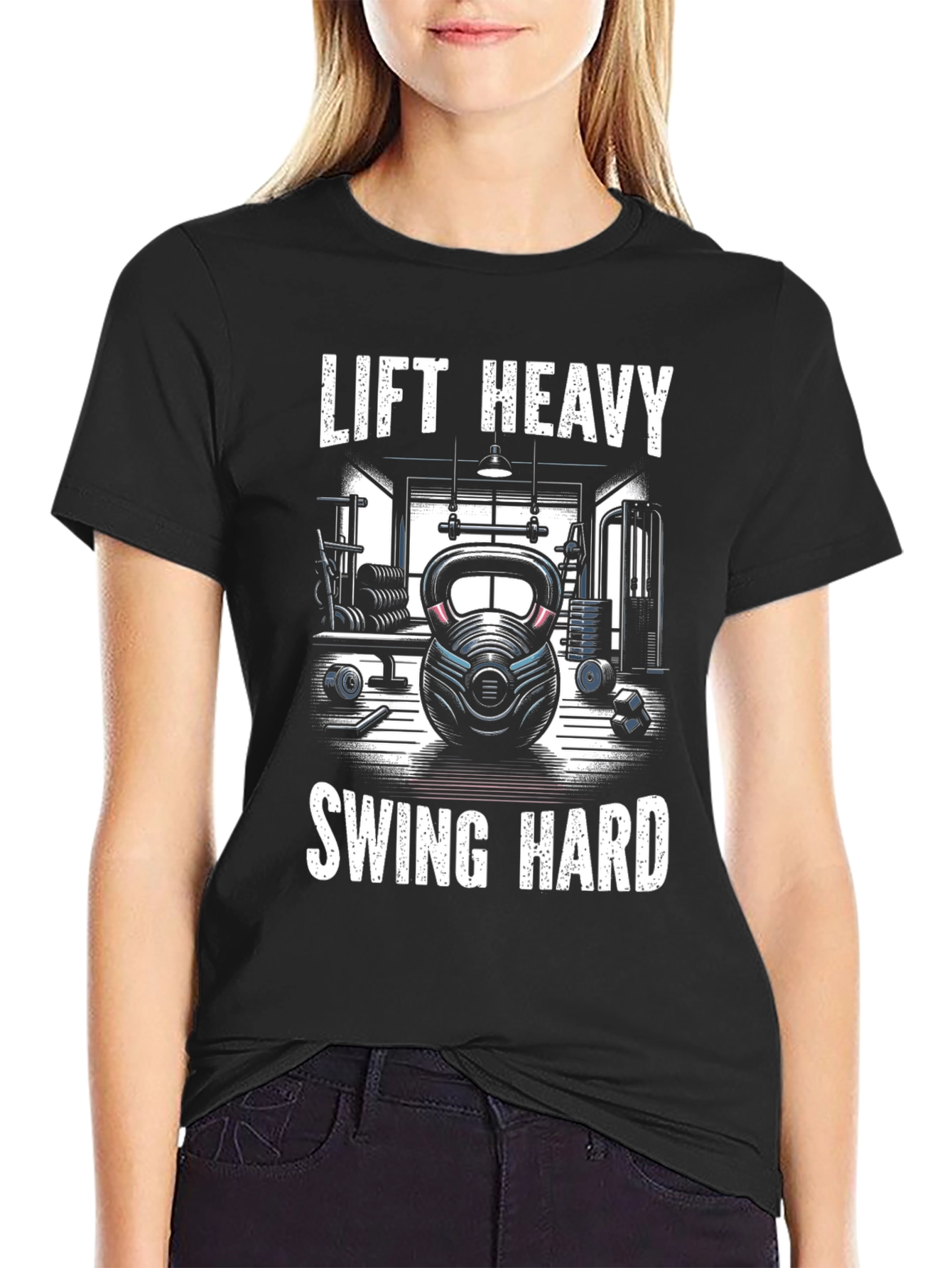 Lift Heavy Swing Hard Graphic Tee - Gym Workout Shirt