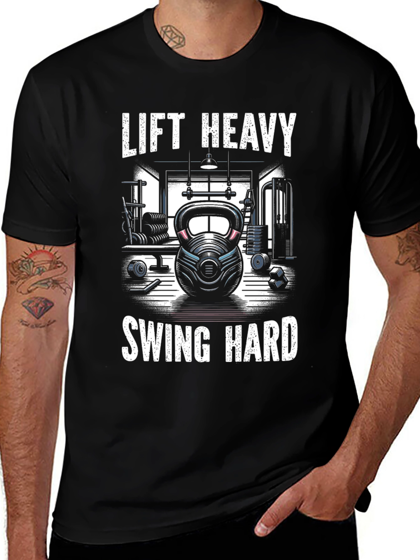 Lift Heavy Swing Hard Graphic Tee - Gym Workout Shirt
