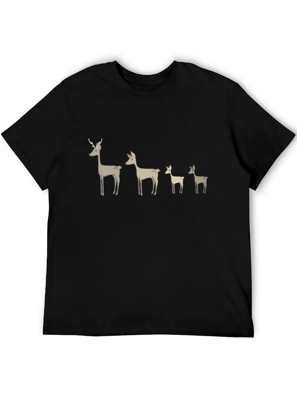 Deer Family Graphic T-Shirt - Black