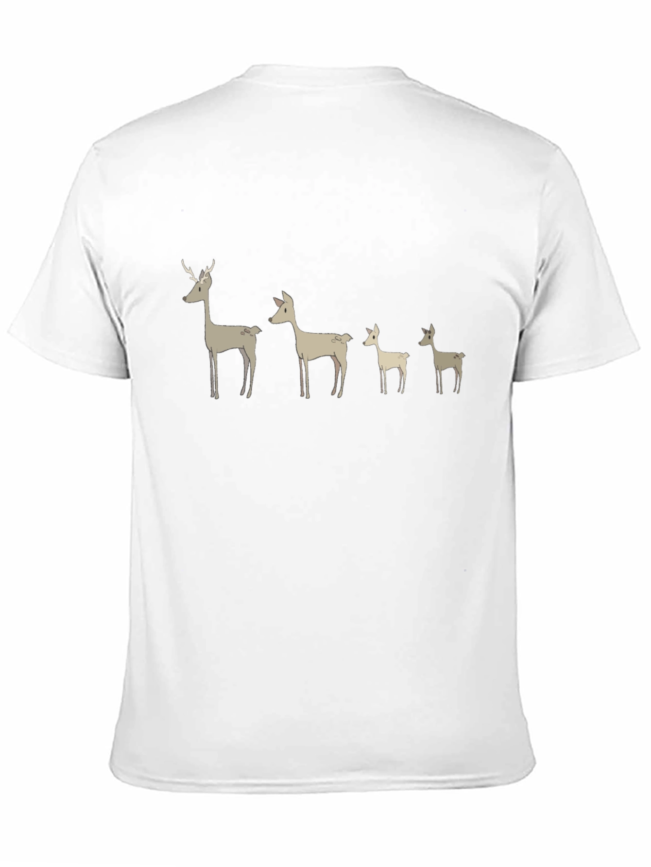 Deer Family Graphic T-Shirt - Black