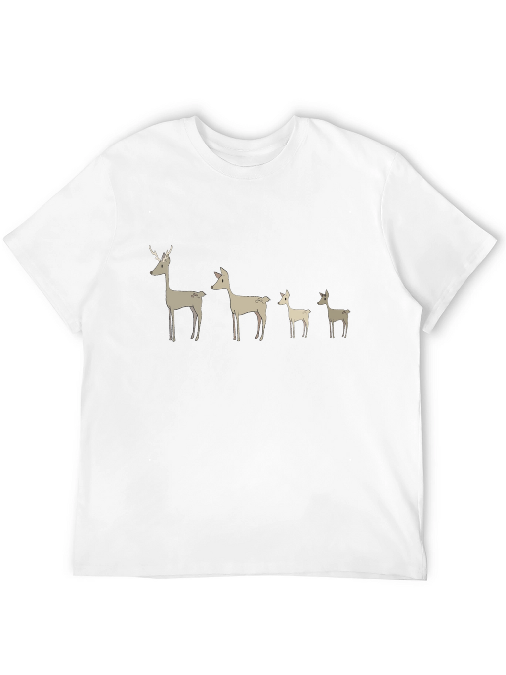 Deer Family Graphic T-Shirt - Black