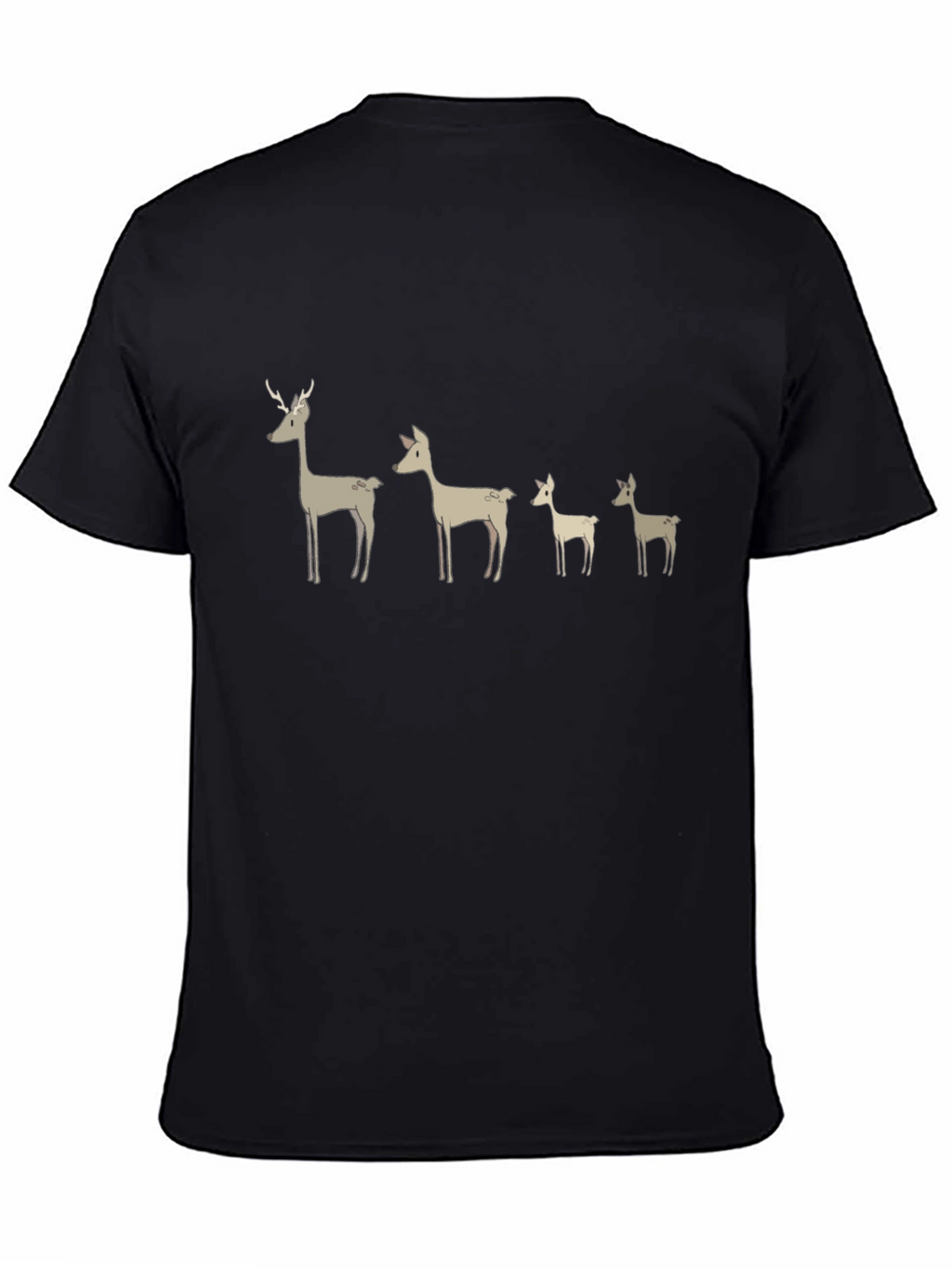 Deer Family Graphic T-Shirt - Black