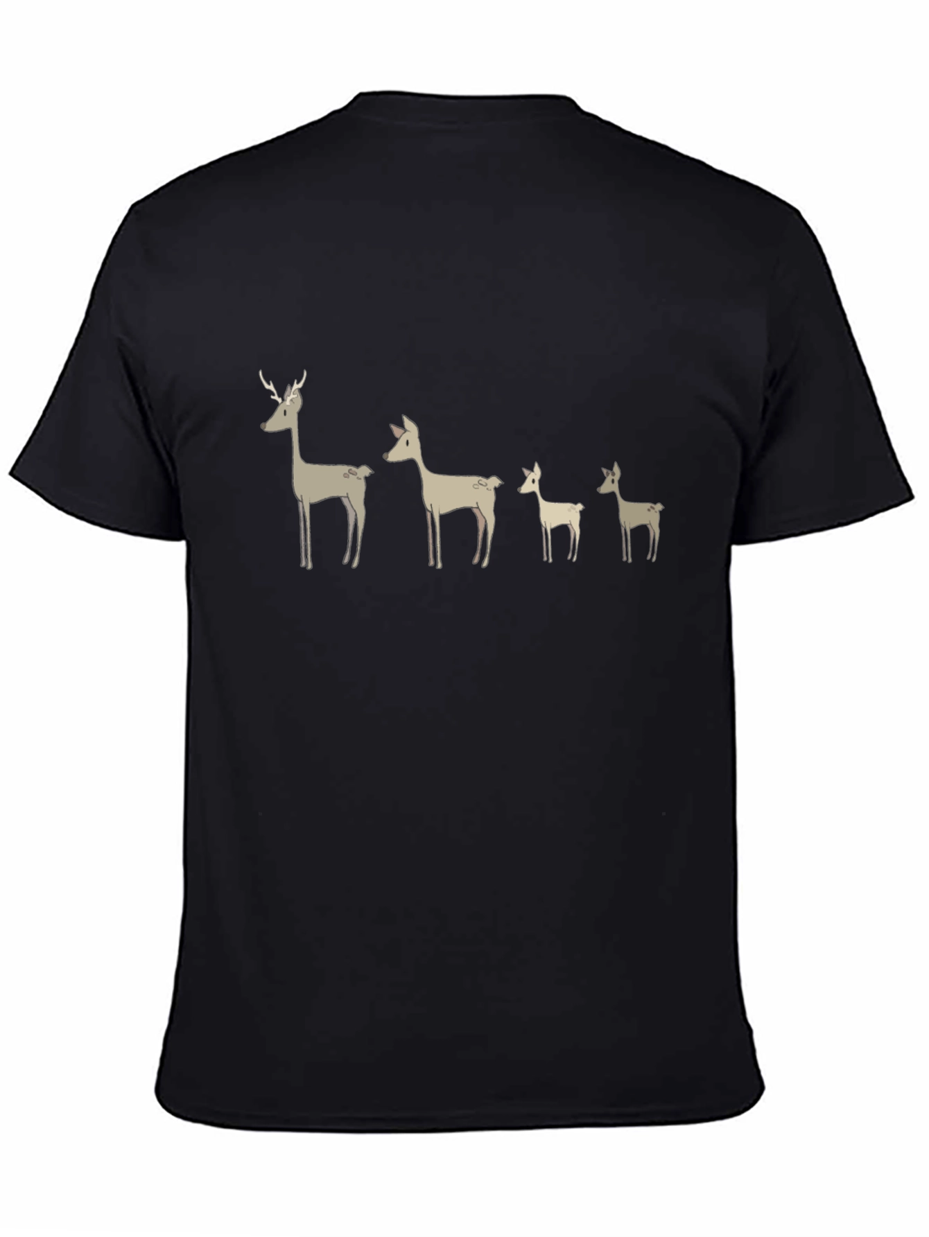 Deer Family Graphic T-Shirt - Black