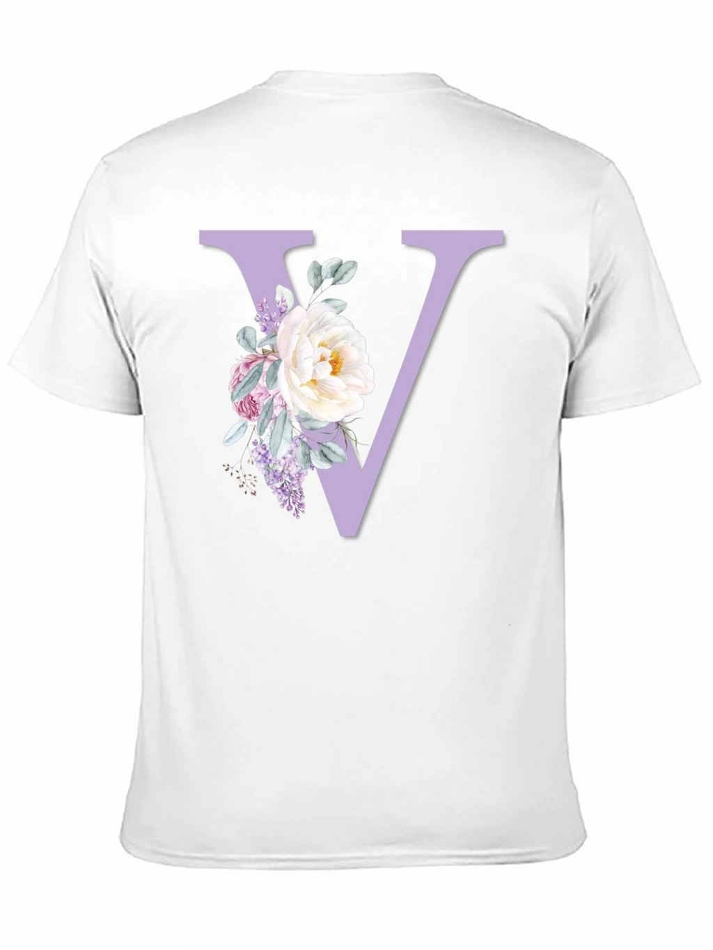 Floral Letter V Black T-Shirt