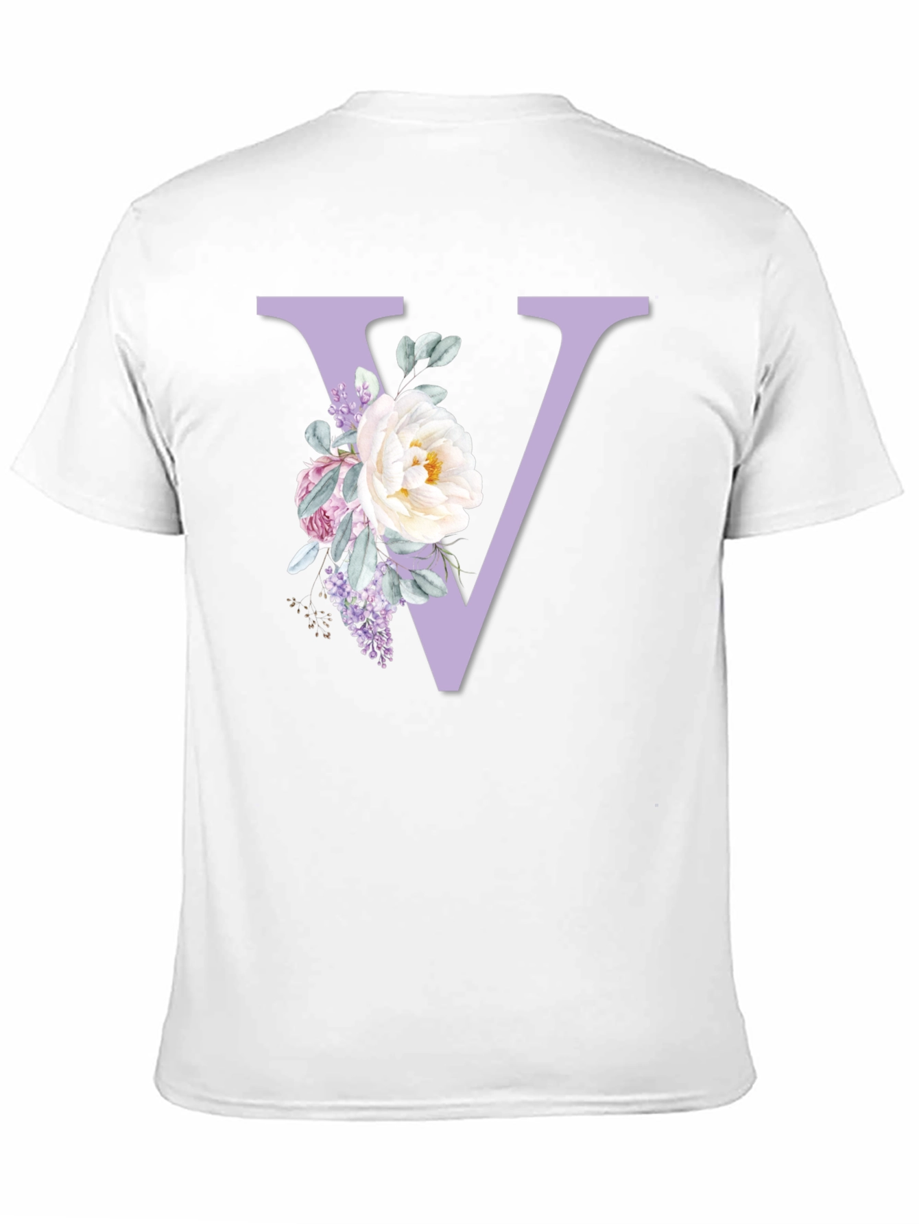 Floral Letter V Black T-Shirt