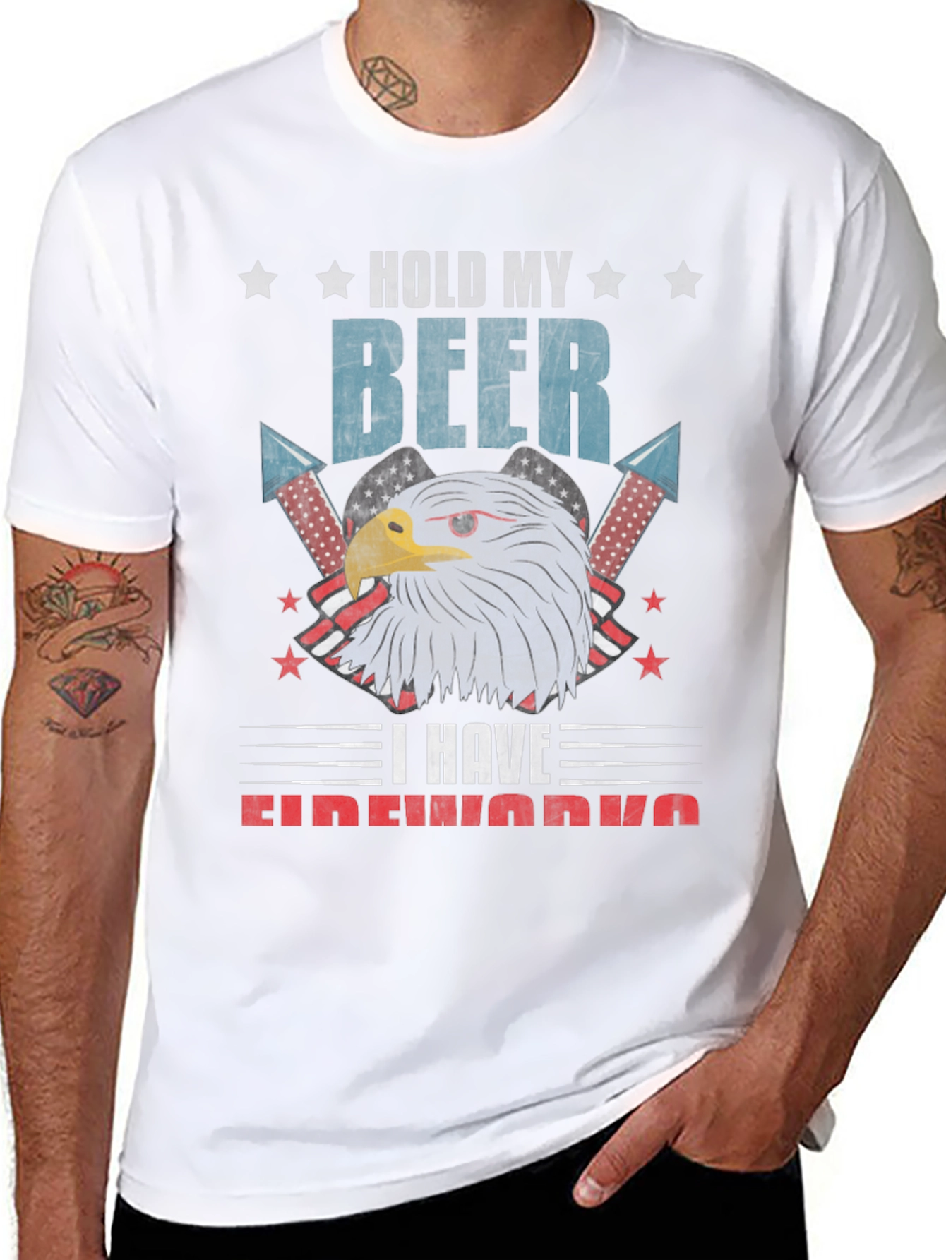 Hold My Beer Fireworks Patriotic Eagle T-Shirt