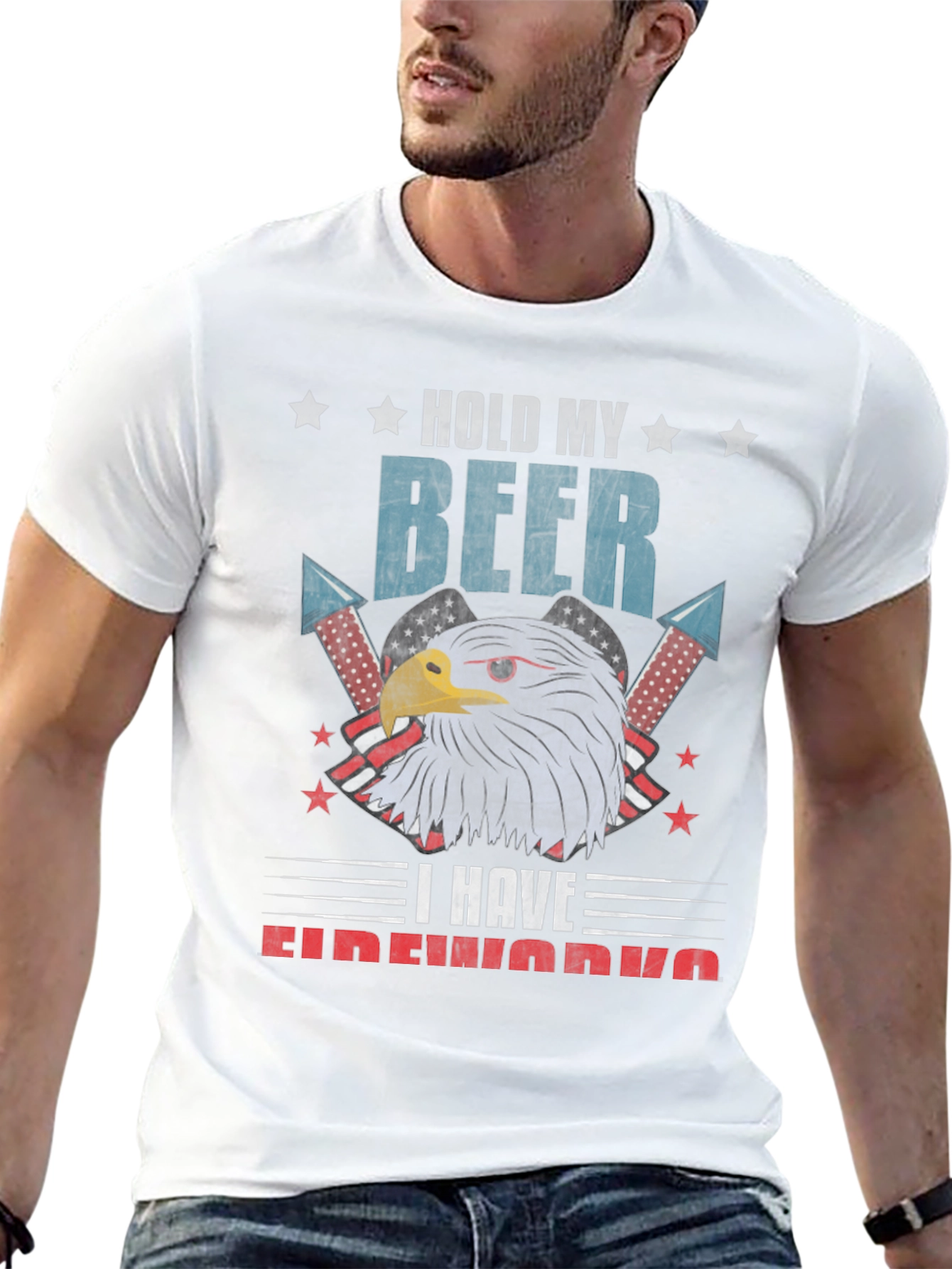Hold My Beer Fireworks Patriotic Eagle T-Shirt
