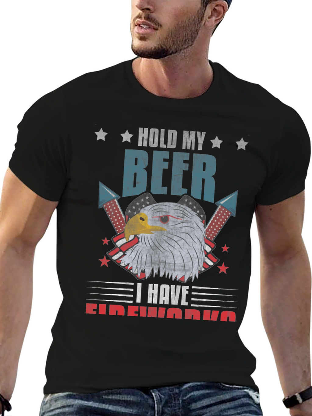 Hold My Beer Fireworks Patriotic Eagle T-Shirt