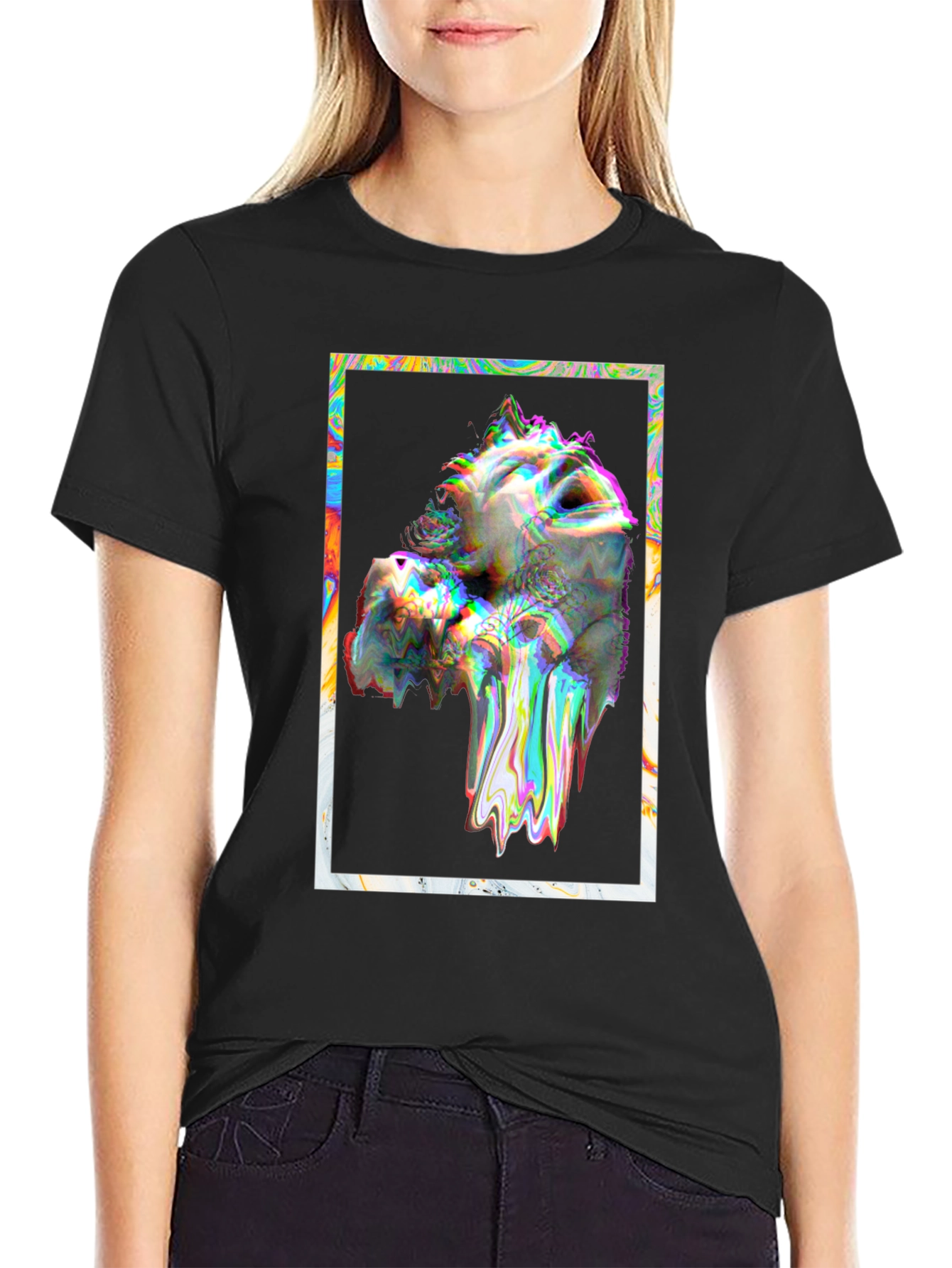 Glitch Art Graphic Tee - Black Unisex T-Shirt