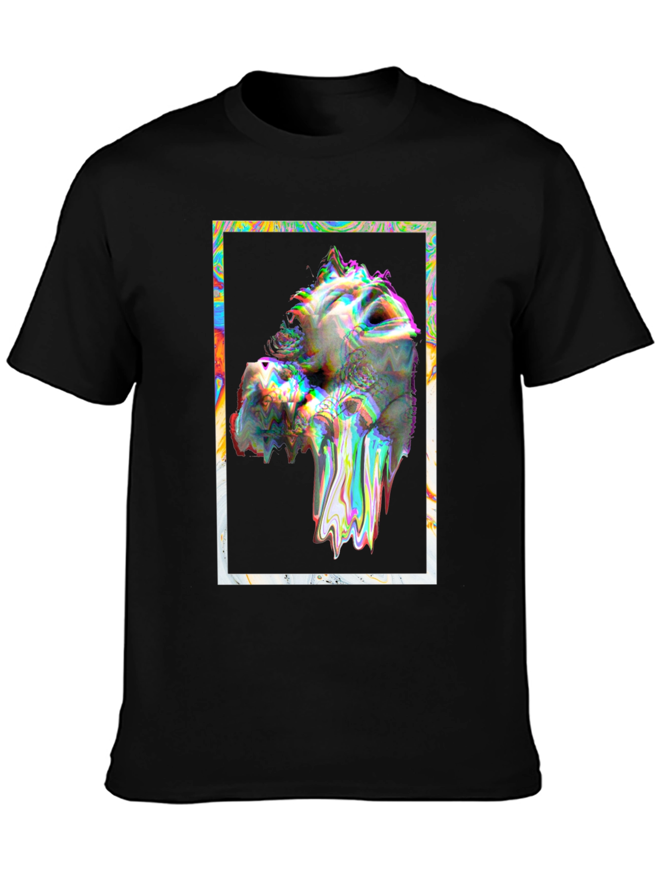 Glitch Art Graphic Tee - Black Unisex T-Shirt