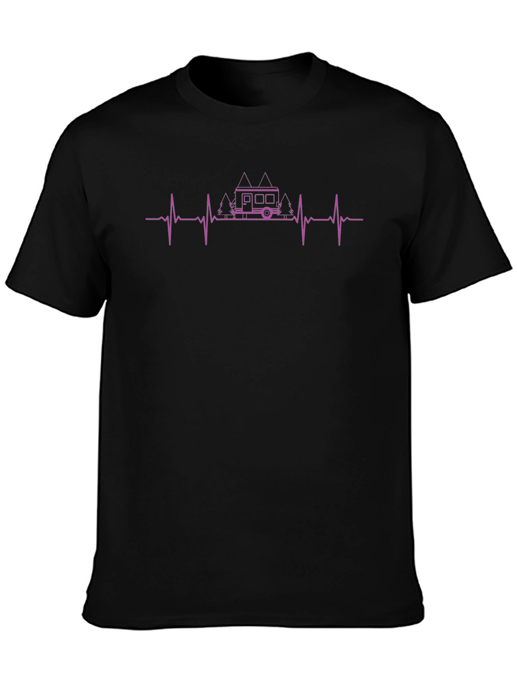 Camper Heartbeat Graphic Tee - Black