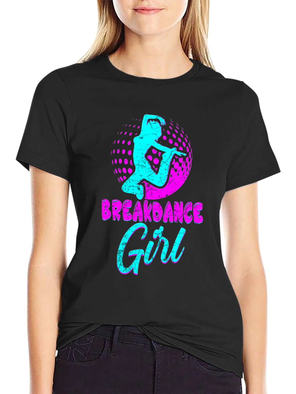 Breakdance Girl Graphic Tee - Black T-Shirt