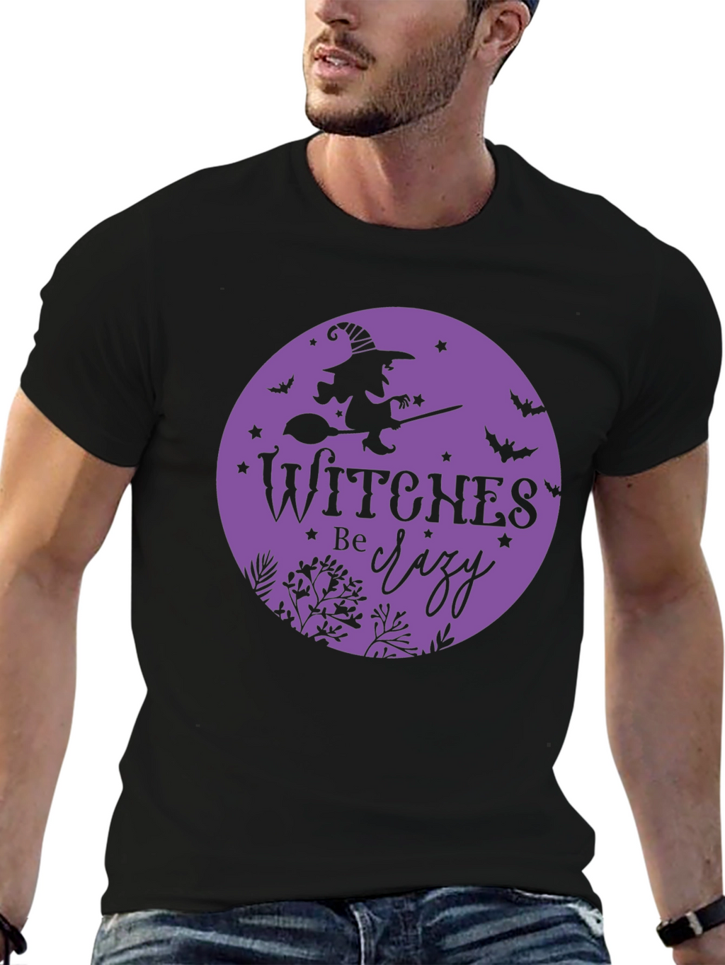 Witches Be Crazy Black Cotton T-Shirt