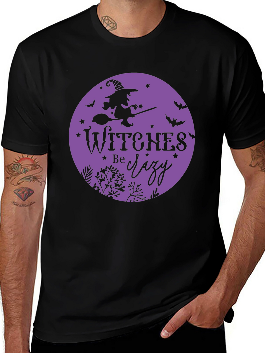 Witches Be Crazy Black Cotton T-Shirt