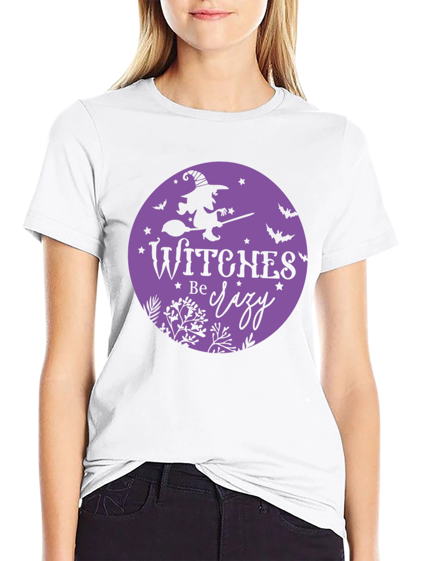 Witches Be Crazy Black Cotton T-Shirt