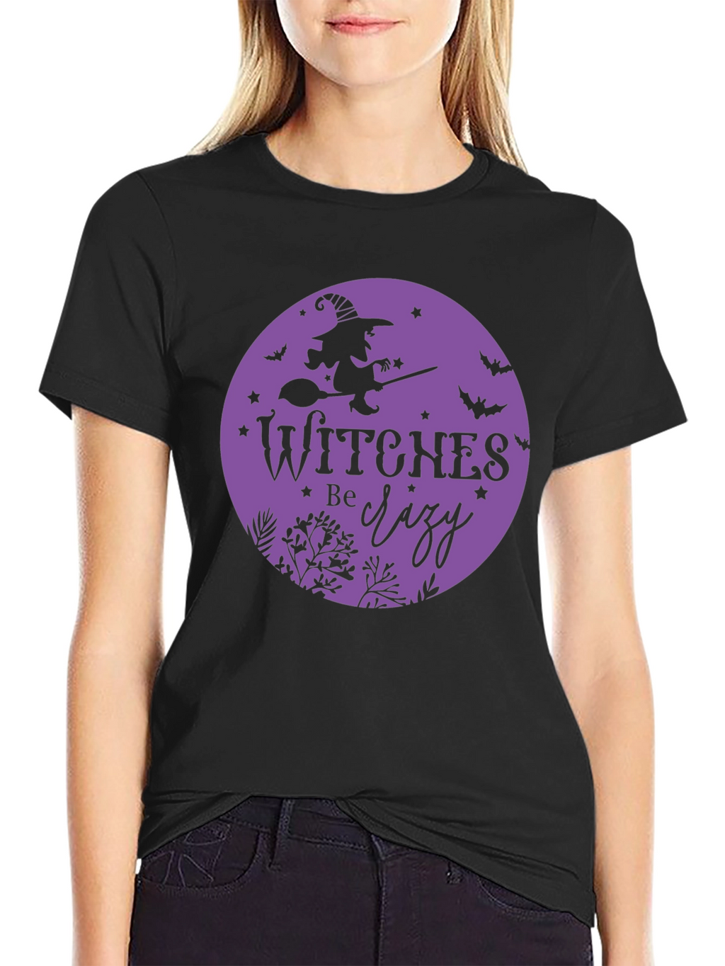Witches Be Crazy Black Cotton T-Shirt