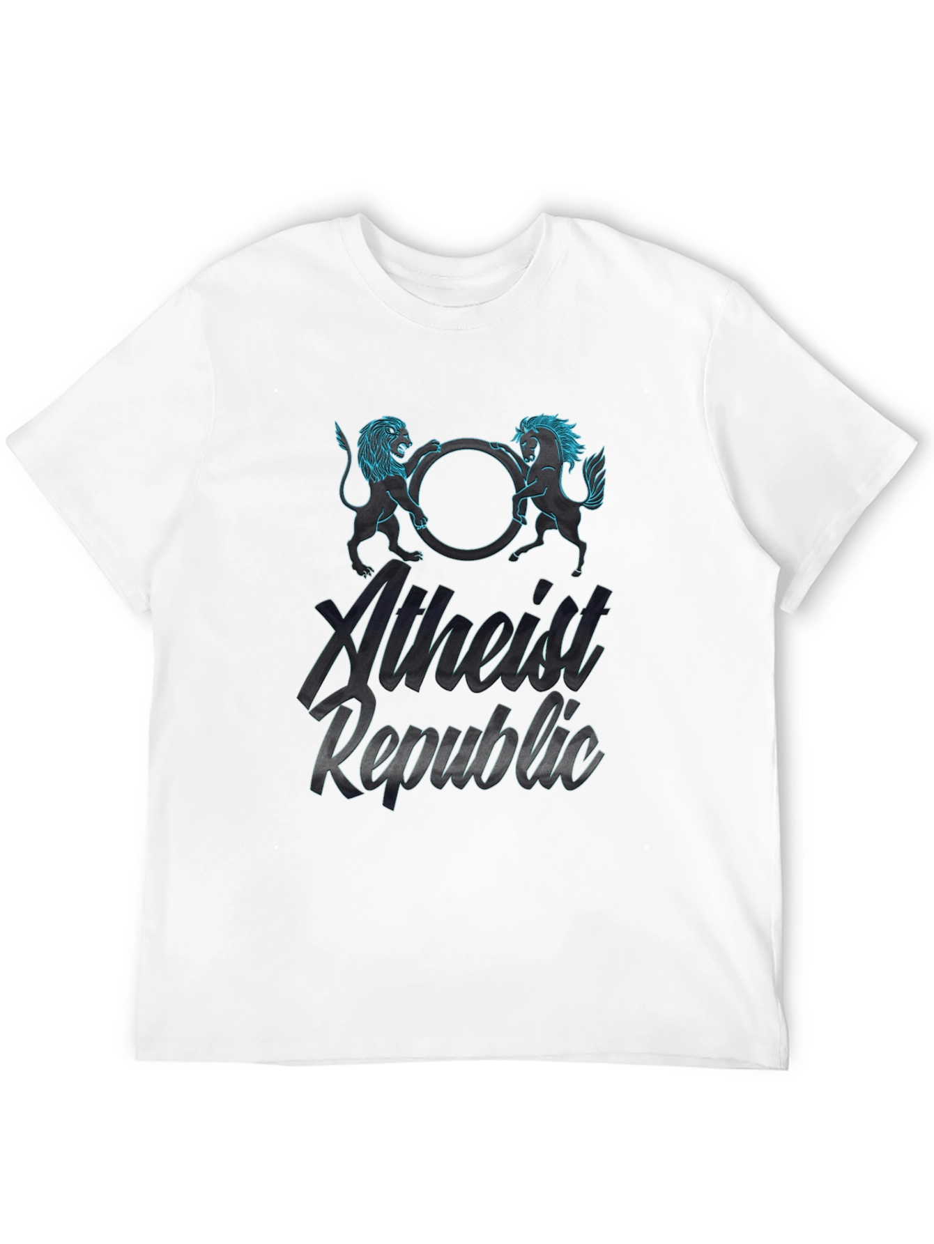 Atheist Republic T-Shirt Lion & Horse Design Cotton Tee