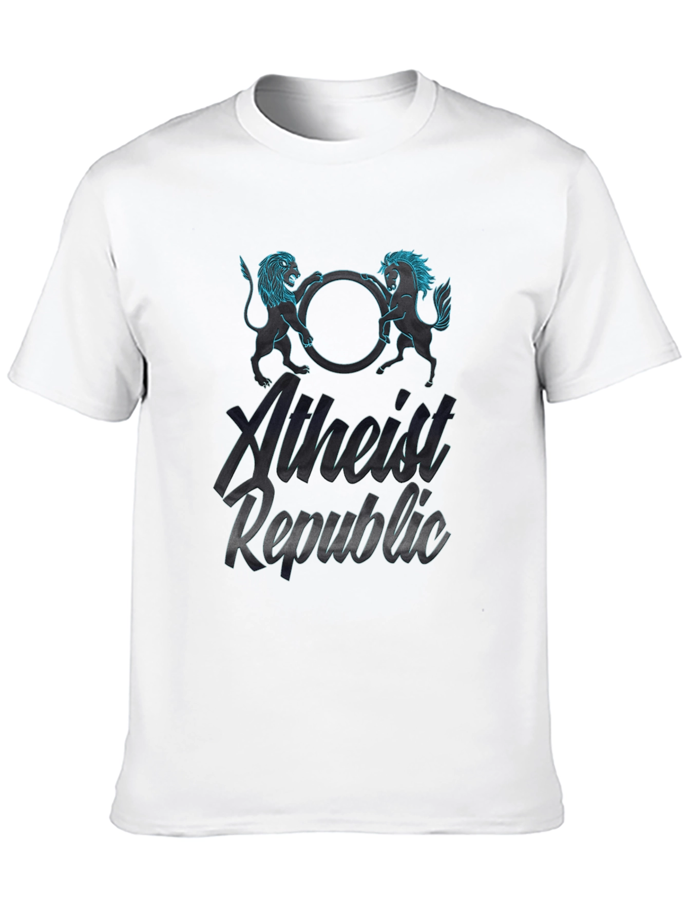 Atheist Republic T-Shirt Lion & Horse Design Cotton Tee