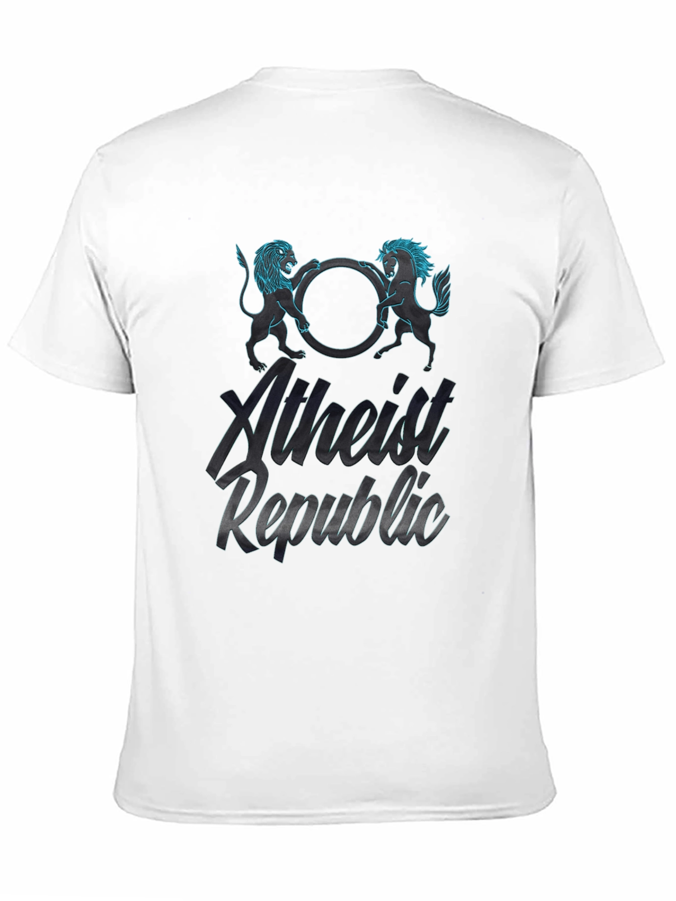 Atheist Republic T-Shirt Lion & Horse Design Cotton Tee
