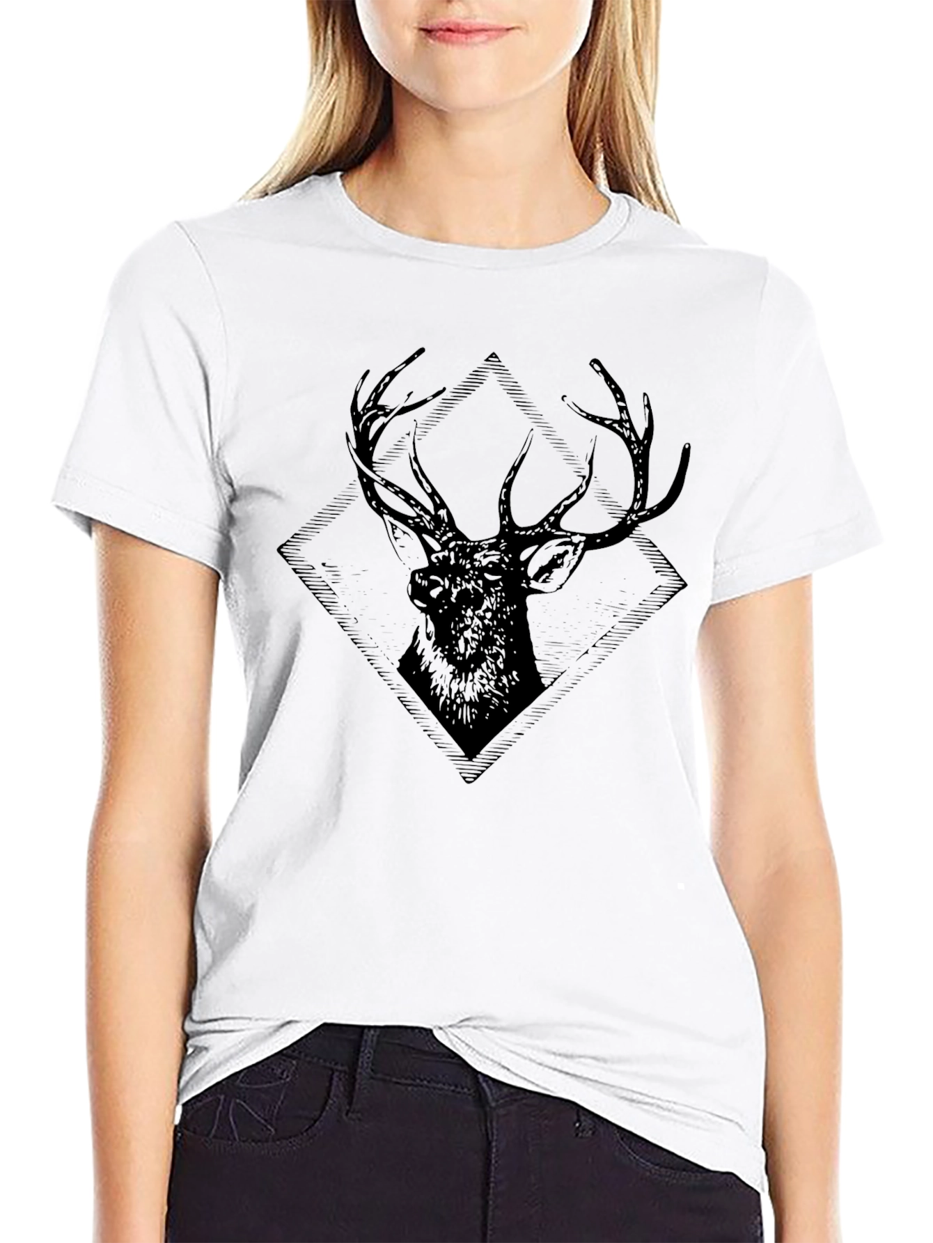 Black Deer Graphic T-Shirt - Mens Casual Tee