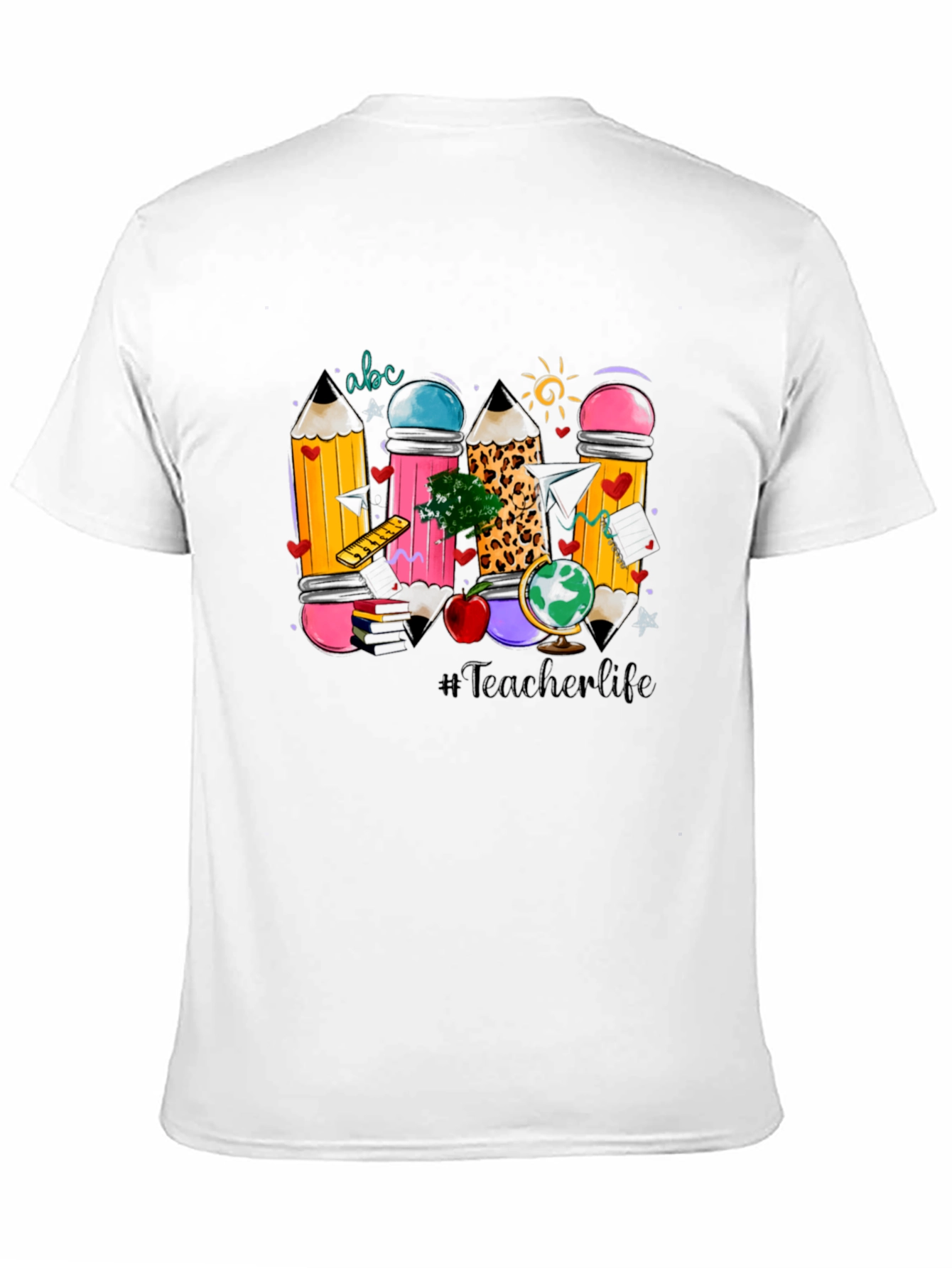Teacher Life Pencil Design Black T-Shirt