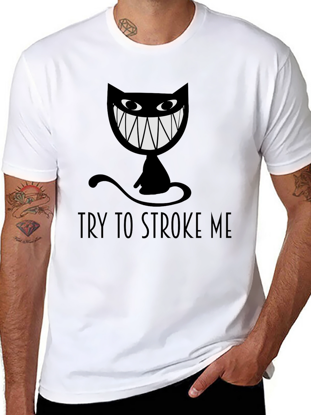 Try To Stroke Me Black Cat Graphic Tee
